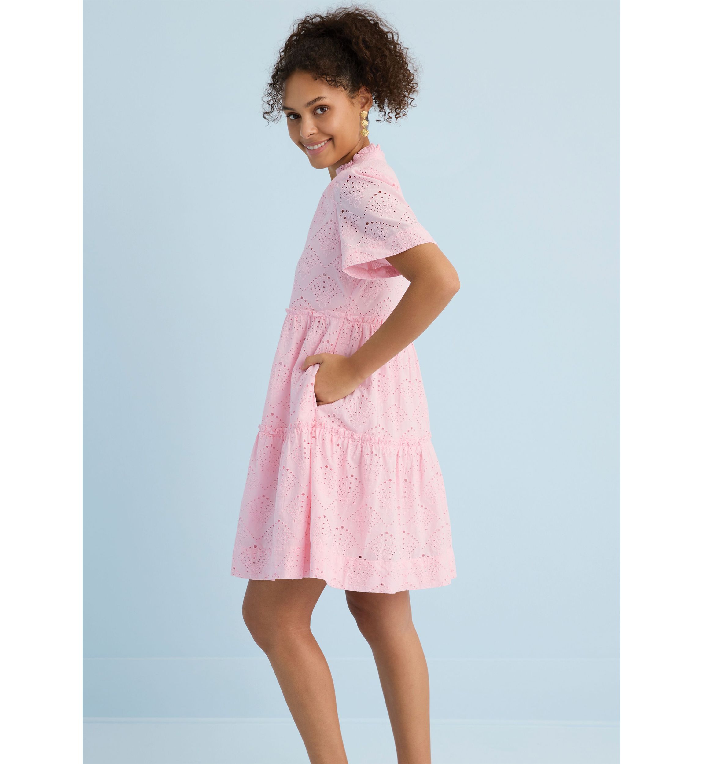 Sewing Down South x Crown & Ivy™ Mere Short Sleeve Printed Eyelet Dress