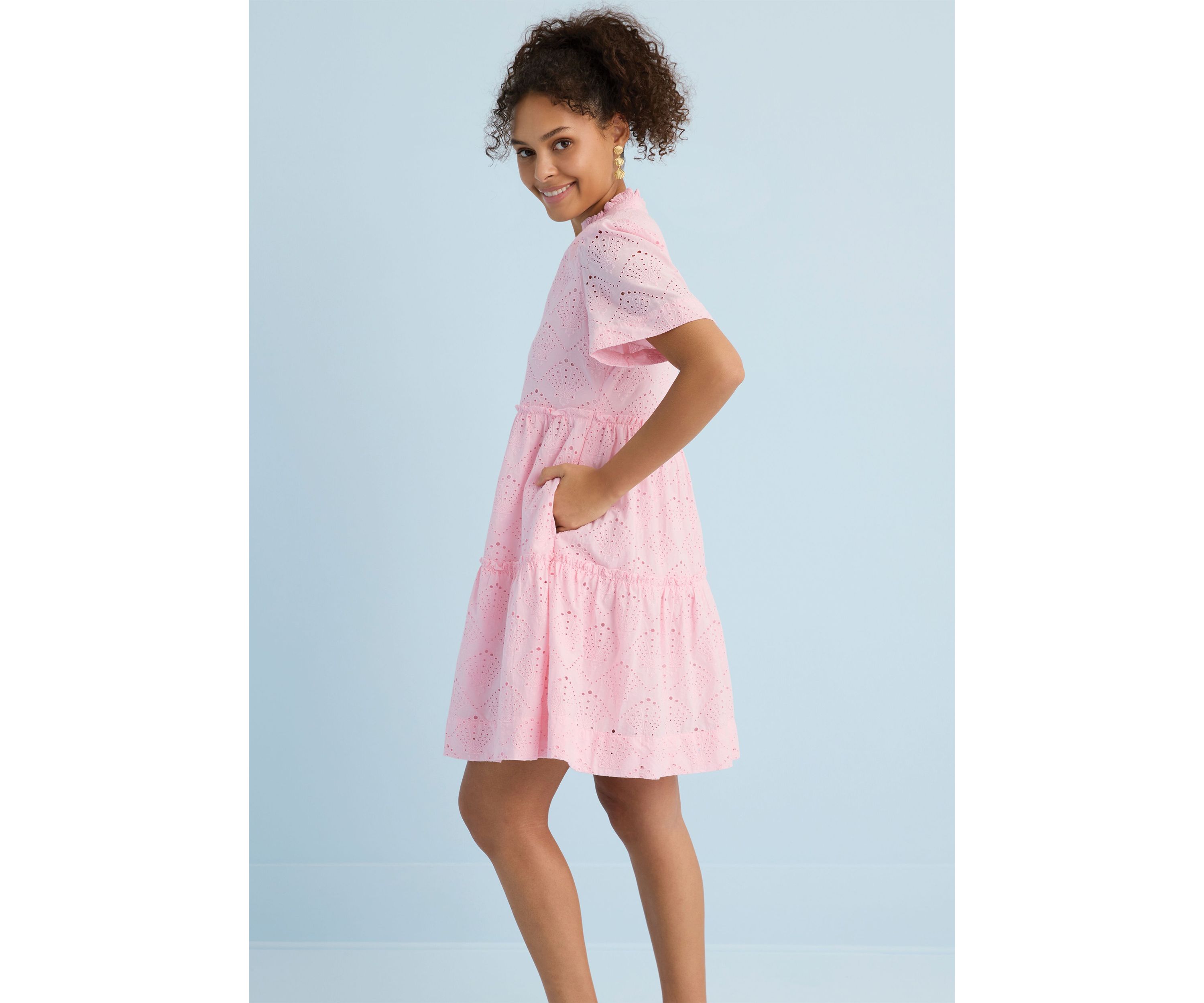 Sewing Down South x Crown & Ivy™ Mere Short Sleeve Printed Eyelet Dress