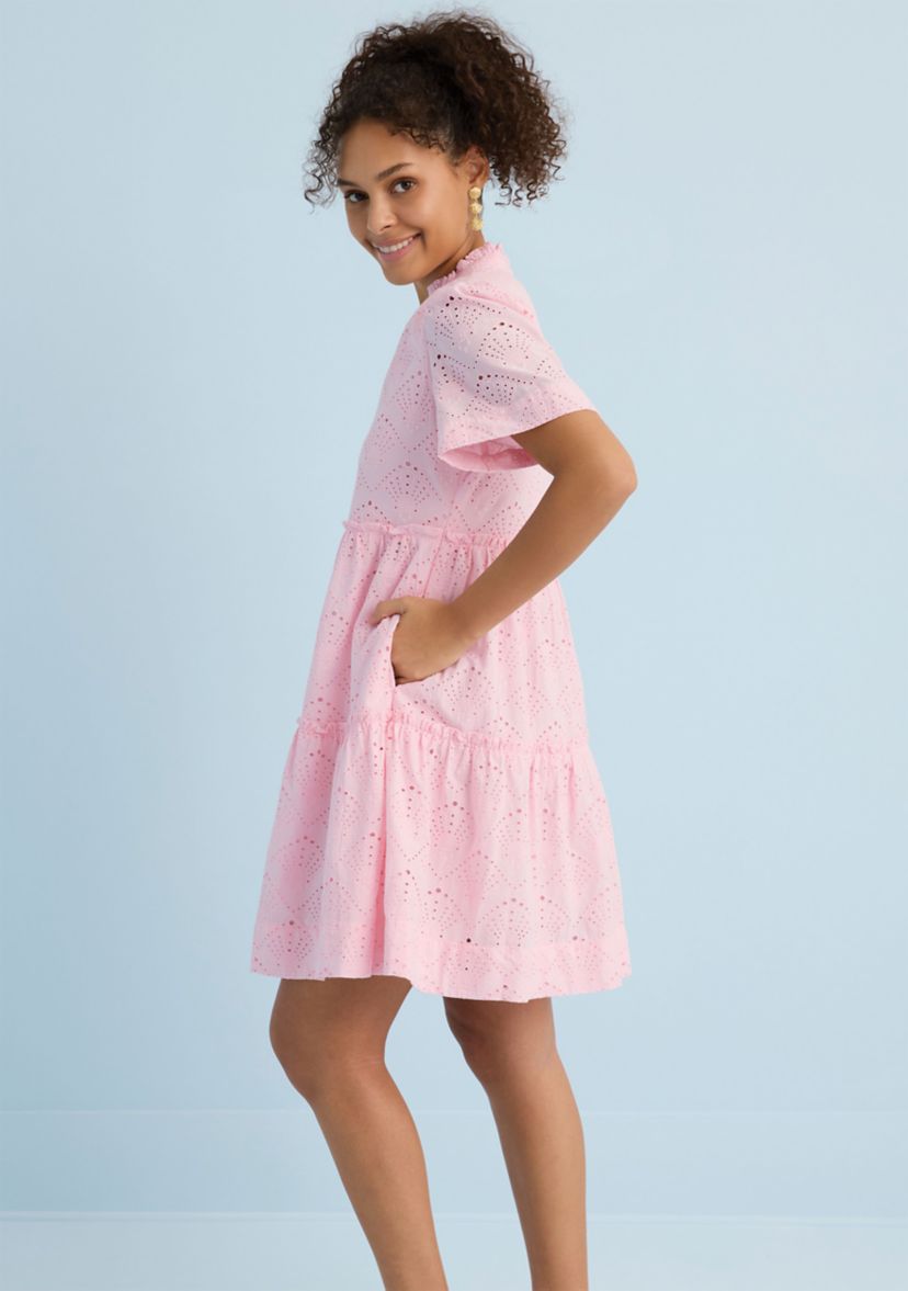 Sewing Down South x Crown & Ivy™ Mere Short Sleeve Printed Eyelet Dress