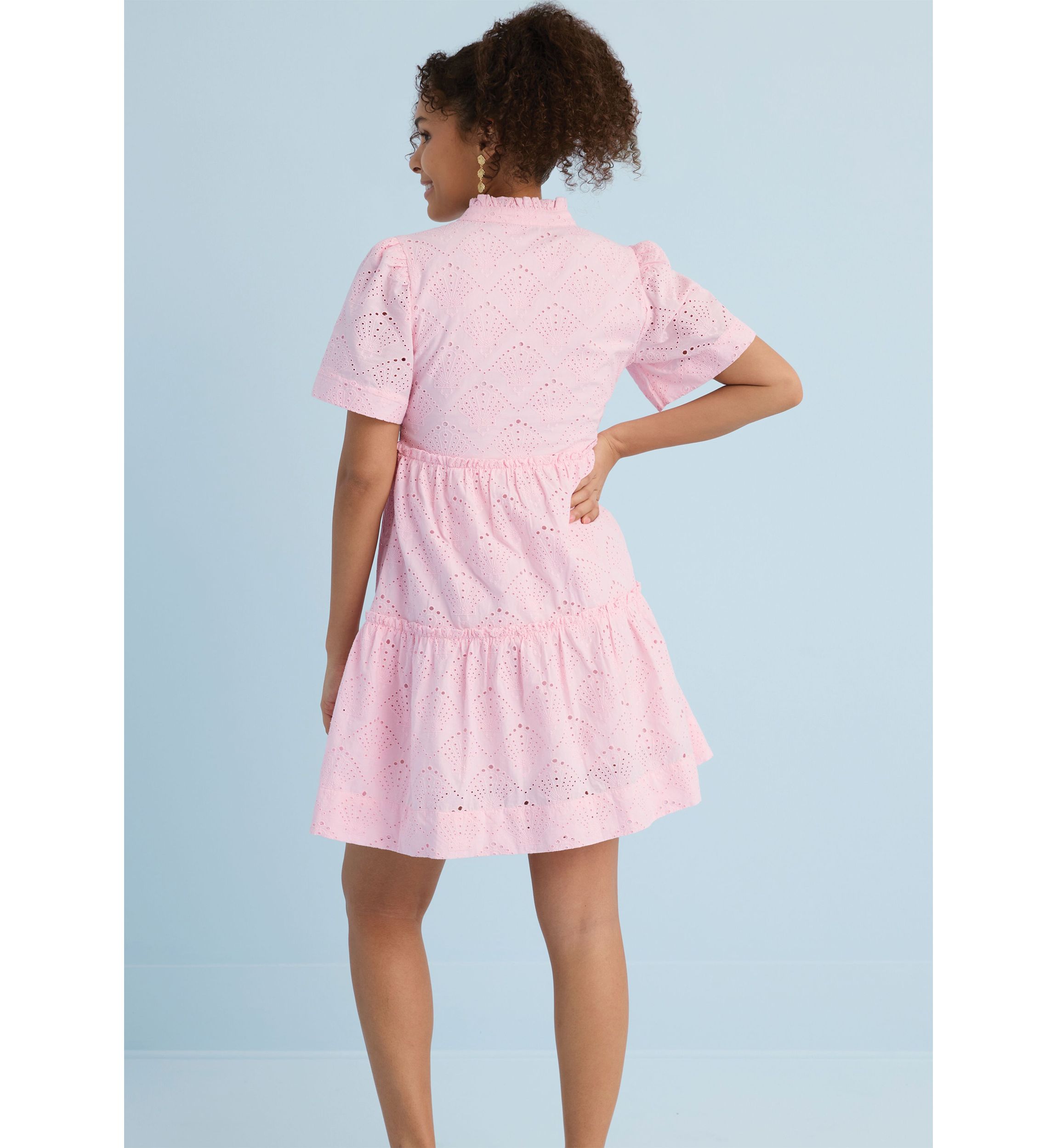 Sewing Down South x Crown & Ivy™ Mere Short Sleeve Printed Eyelet Dress