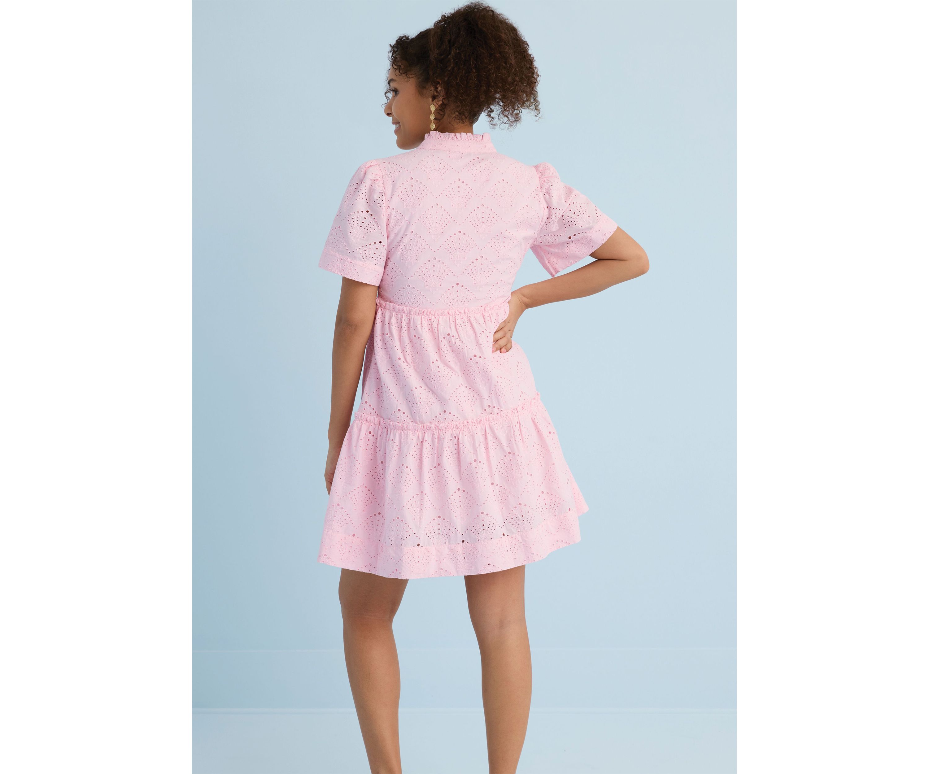 Sewing Down South x Crown & Ivy™ Mere Short Sleeve Printed Eyelet Dress