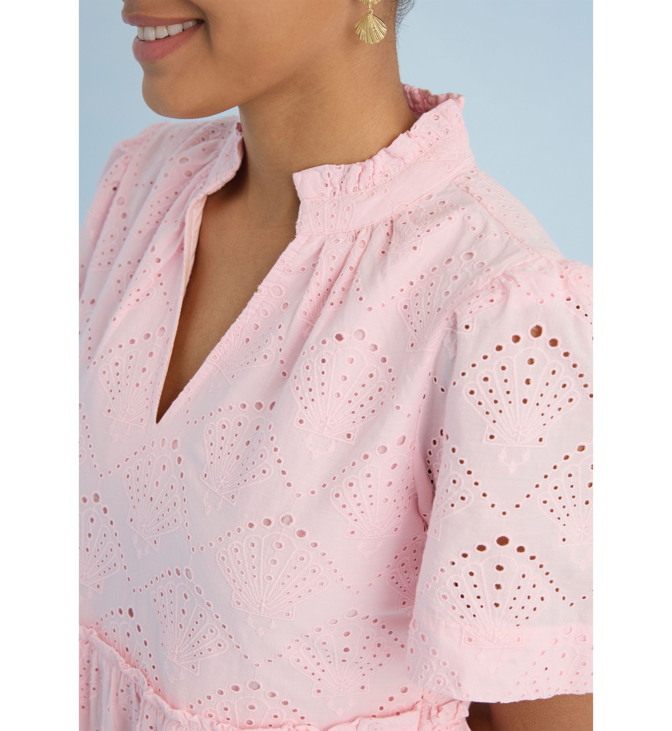 Sewing Down South x Crown & Ivy™ Mere Short Sleeve Printed Eyelet Dress