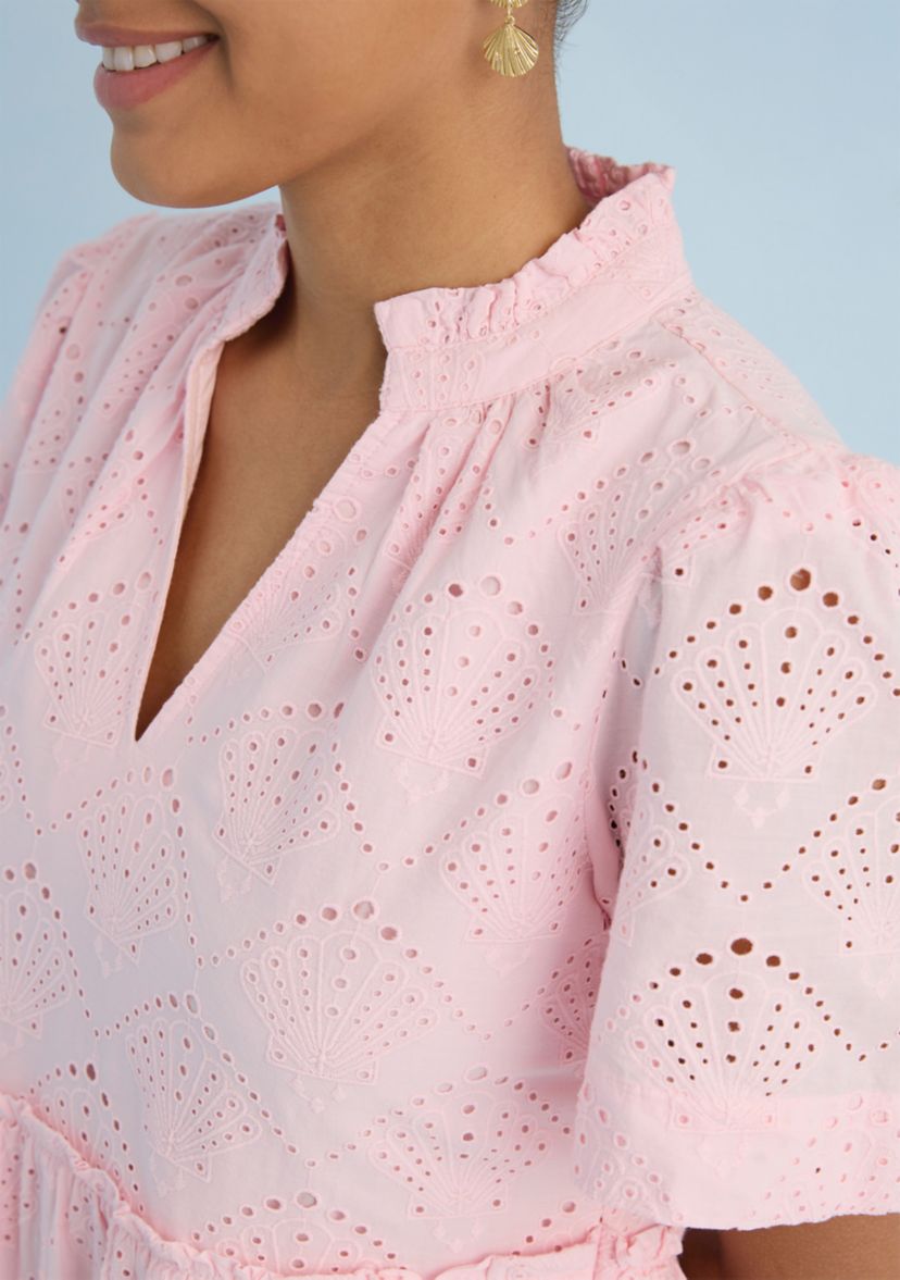 Sewing Down South x Crown & Ivy™ Mere Short Sleeve Printed Eyelet Dress