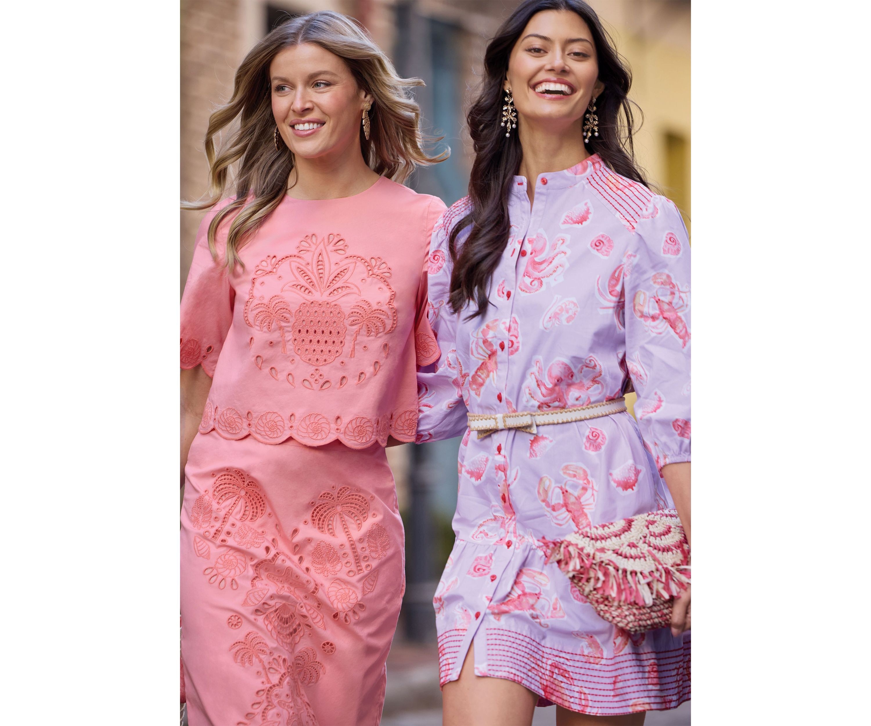 Sewing Down South x Crown & Ivy™ Brooke Three Quarter Sleeve Printed Dress with Embroidery 
