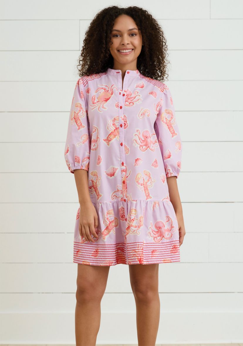 Sewing Down South x Crown & Ivy™ Brooke Three Quarter Sleeve Printed Dress with Embroidery 
