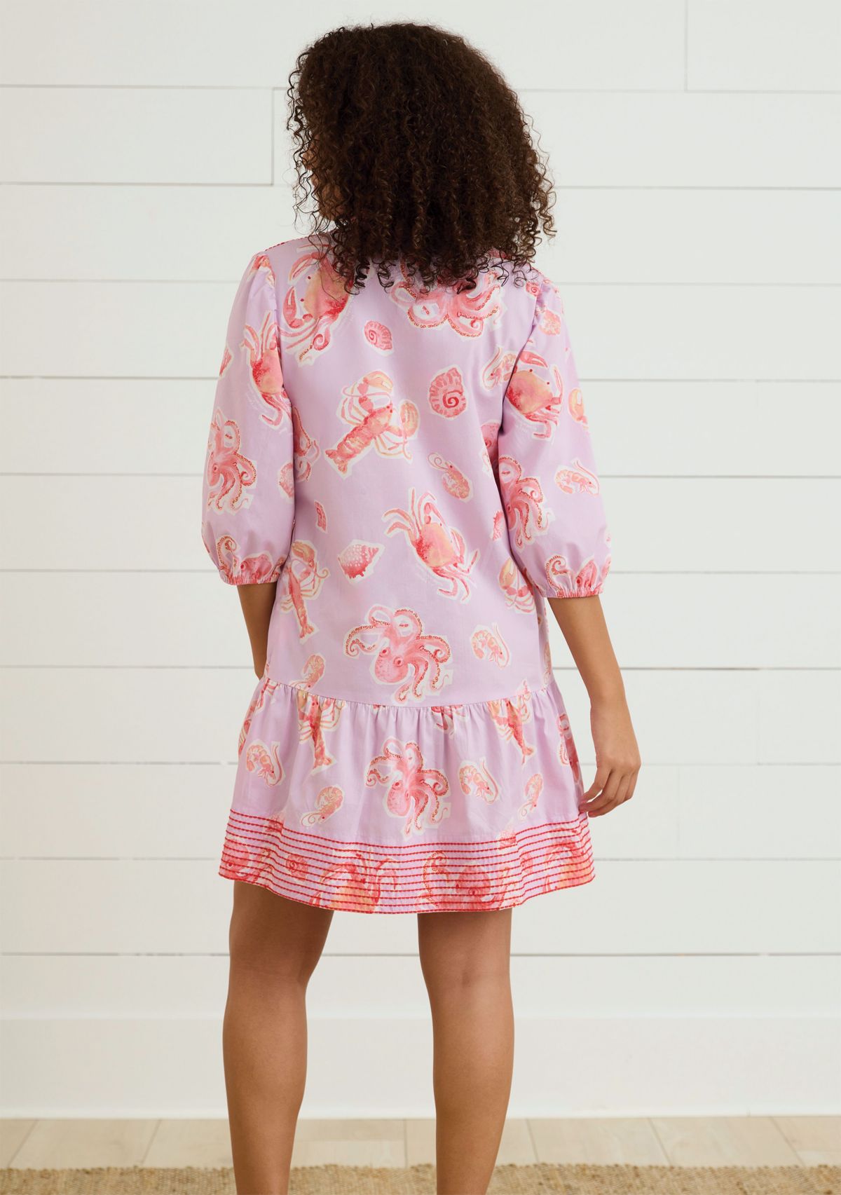 Sewing Down South x Crown & Ivy™ Brooke Three Quarter Sleeve Printed Dress with Embroidery 