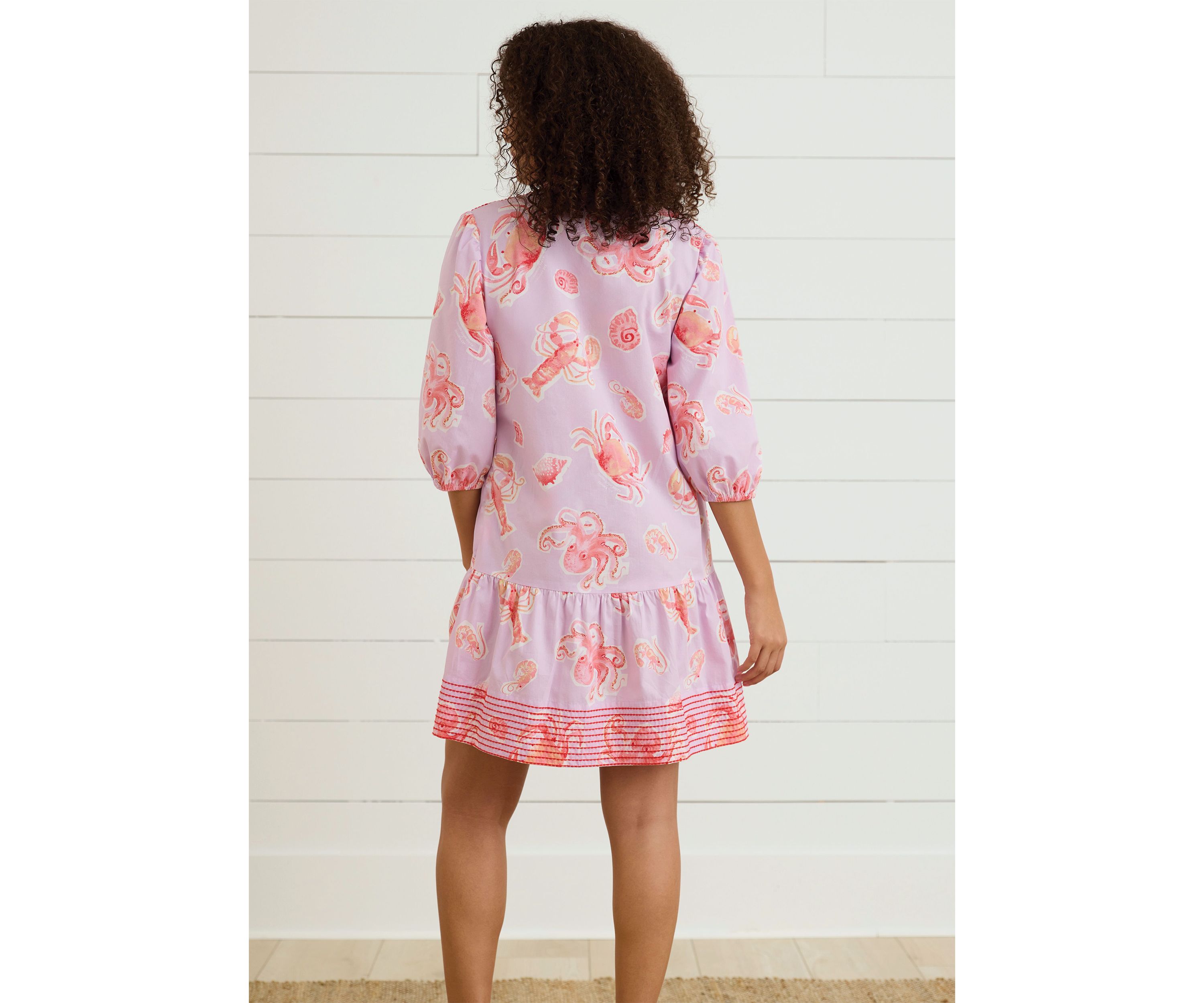 Sewing Down South x Crown & Ivy™ Brooke Three Quarter Sleeve Printed Dress with Embroidery 