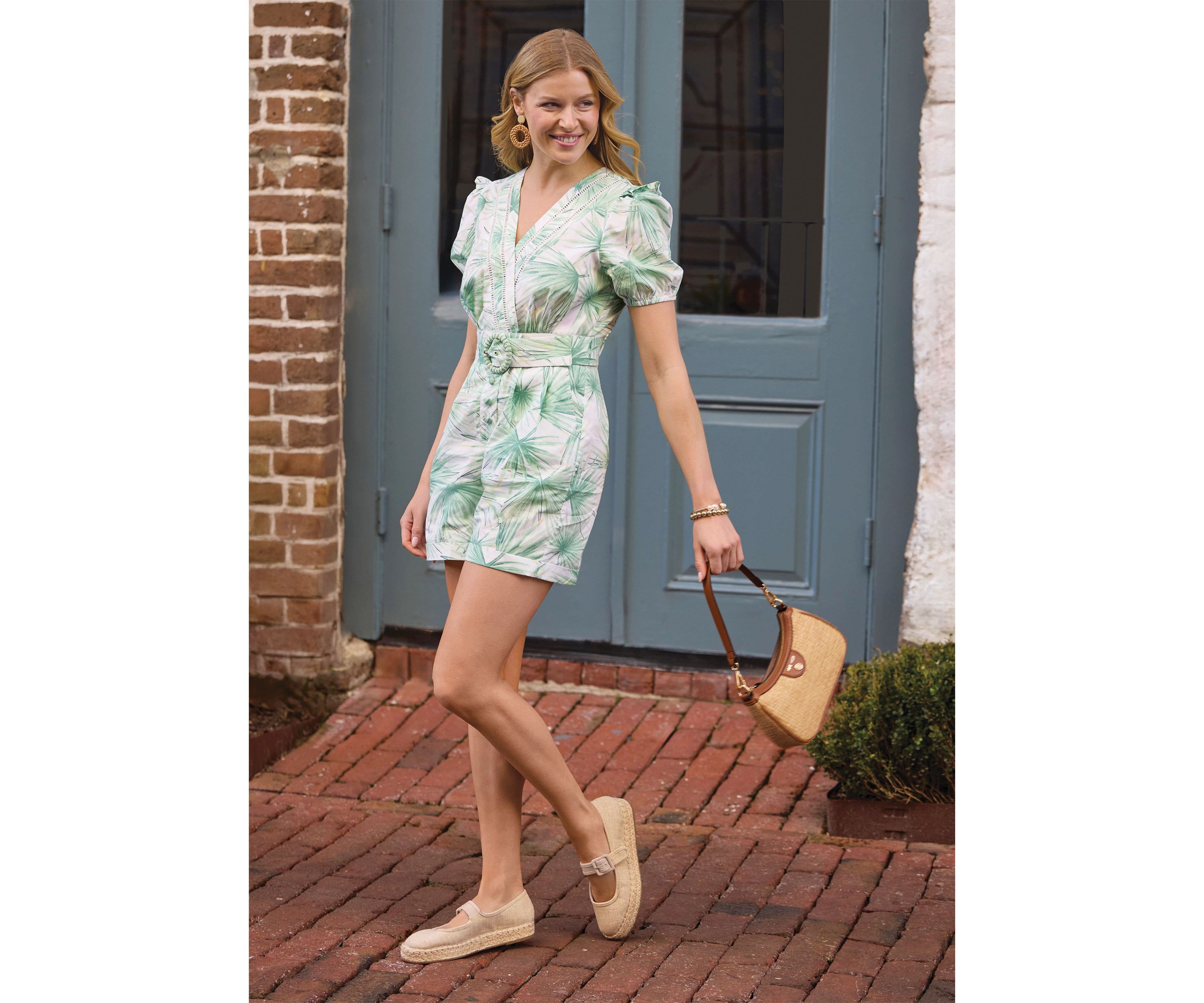 Sewing Down South x Crown & Ivy™ Elise V-Neck Romper with Beaded Belt