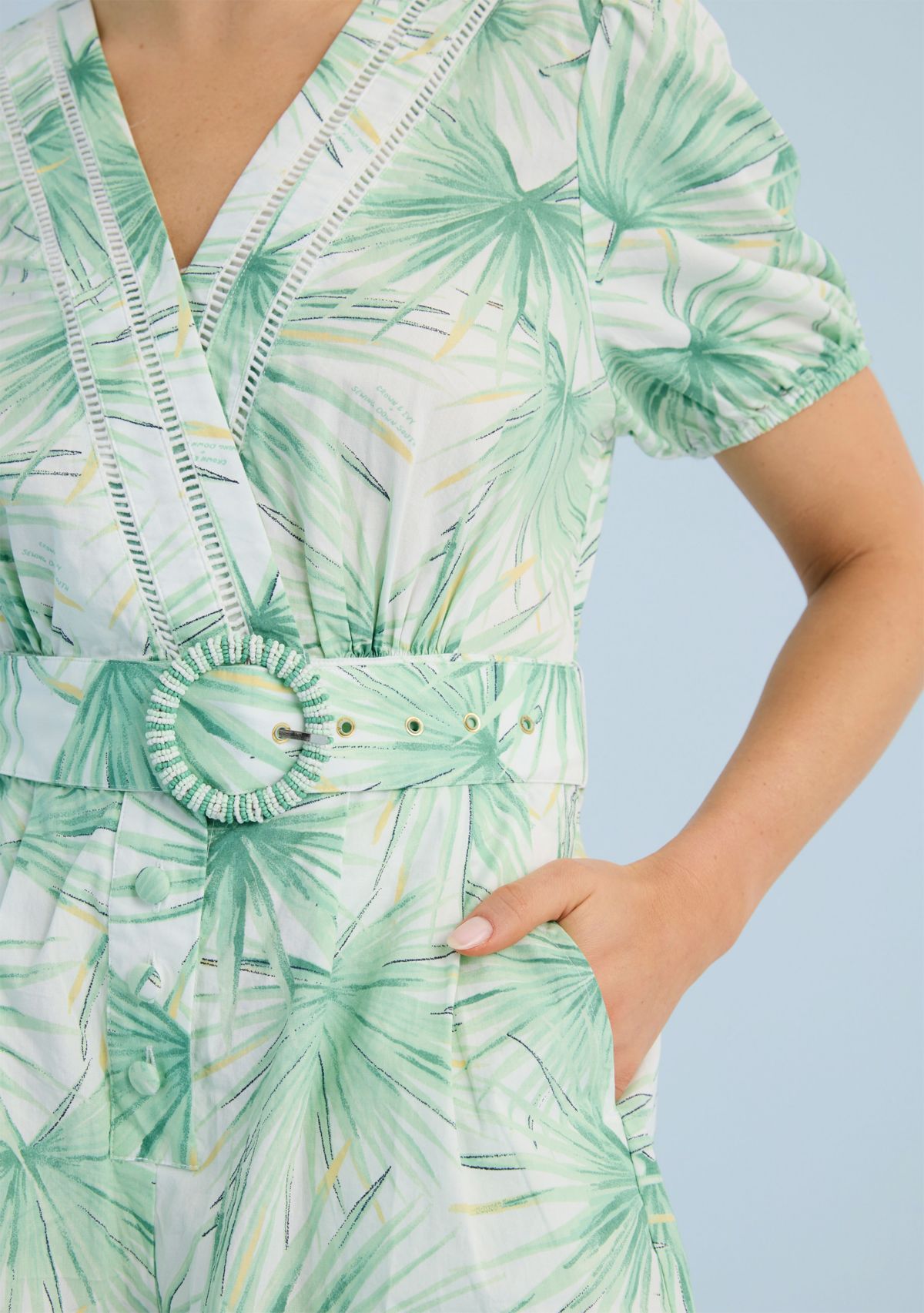 Sewing Down South x Crown & Ivy™ Elise V-Neck Romper with Beaded Belt