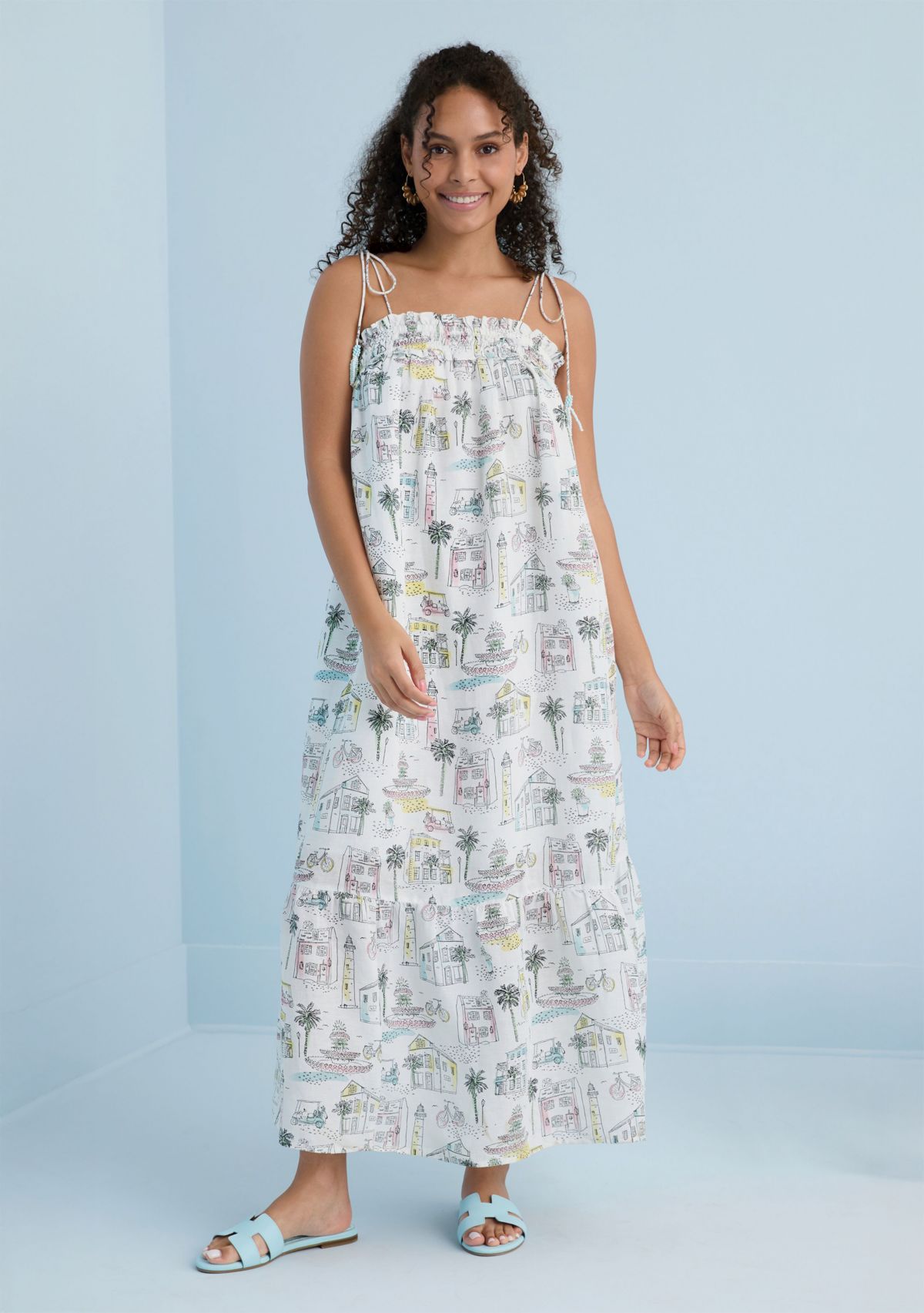 Sewing Down South x Crown & Ivy™ Taylor Printed Maxi Dress with Beaded Tassels