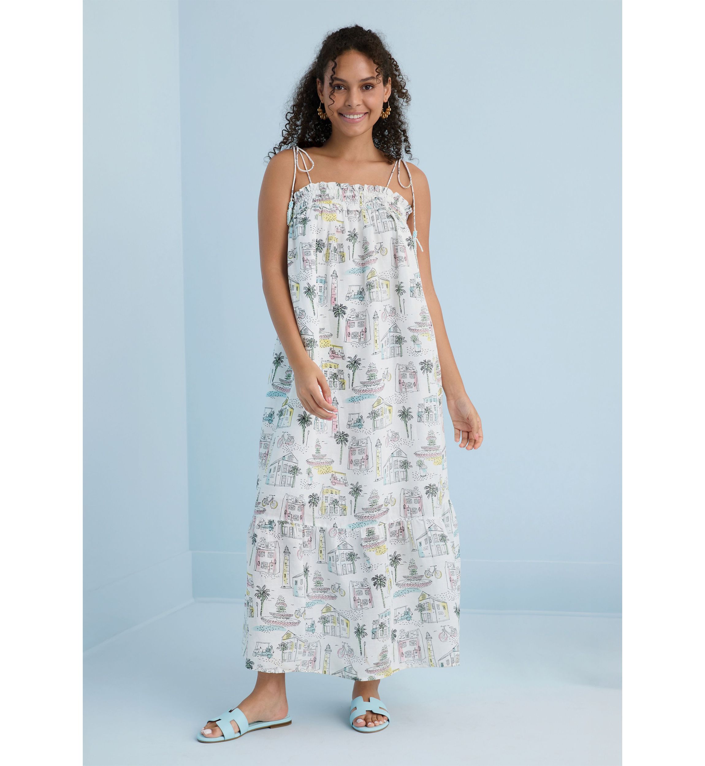 Sewing Down South x Crown & Ivy™ Taylor Printed Maxi Dress with Beaded Tassels