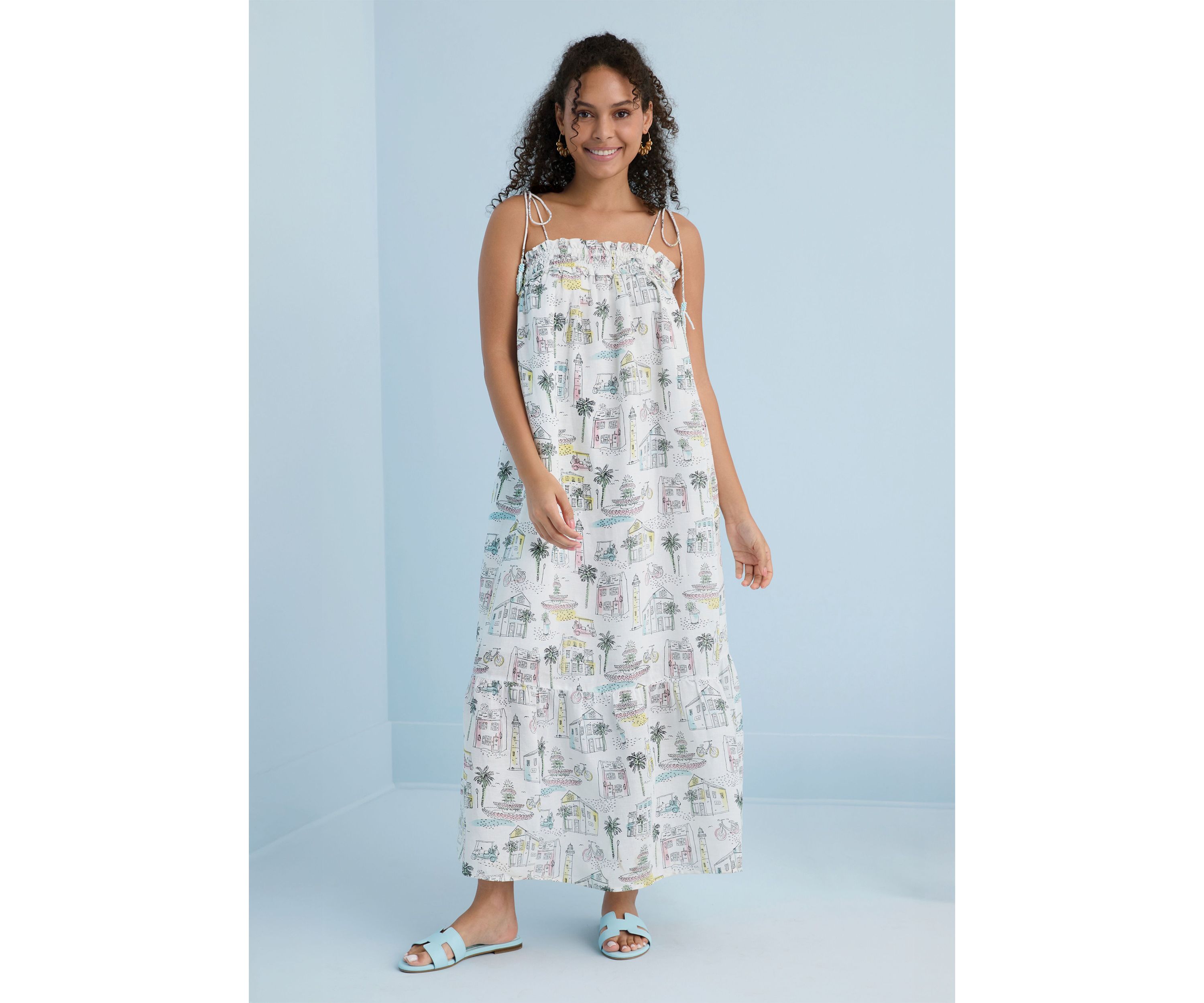 Sewing Down South x Crown & Ivy™ Taylor Printed Maxi Dress with Beaded Tassels