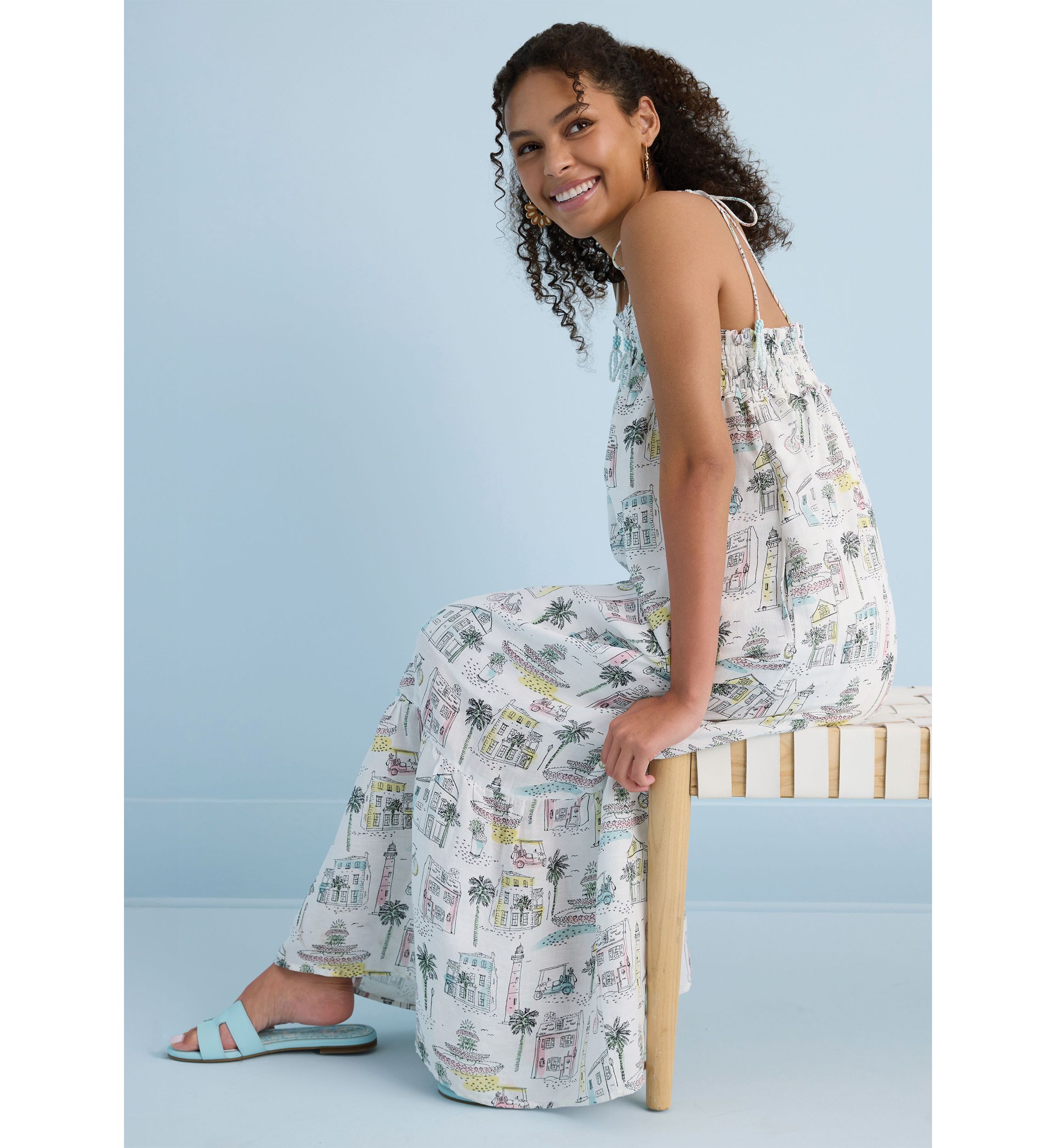 Sewing Down South x Crown & Ivy™ Taylor Printed Maxi Dress with Beaded Tassels
