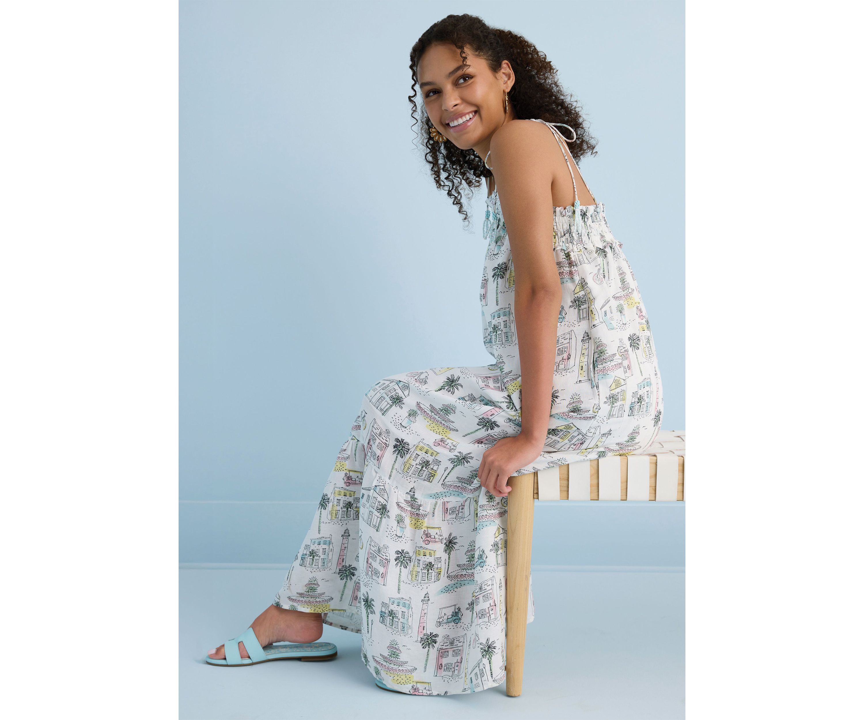 Sewing Down South x Crown & Ivy™ Taylor Printed Maxi Dress with Beaded Tassels