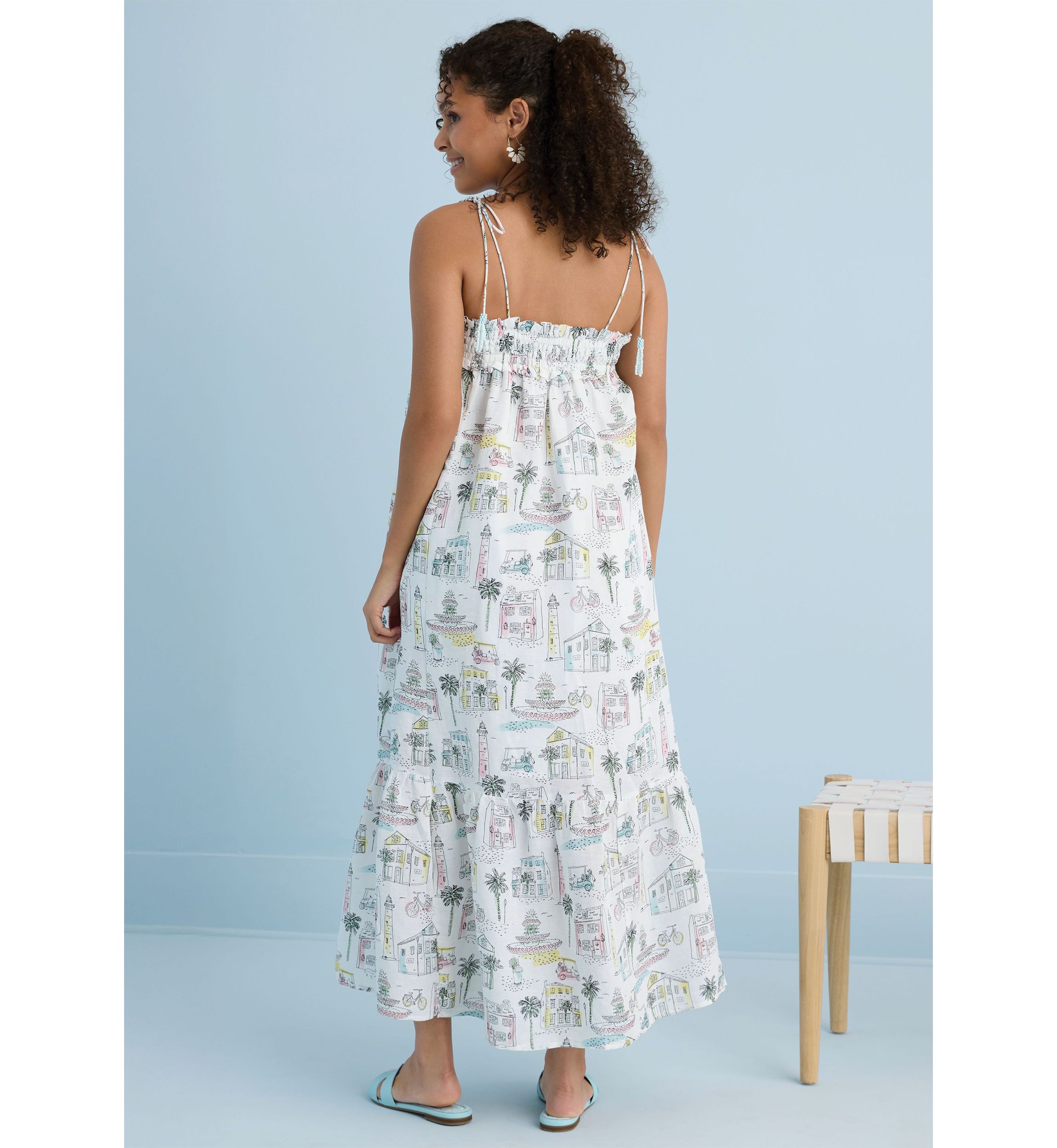 Sewing Down South x Crown & Ivy™ Taylor Printed Maxi Dress with Beaded Tassels