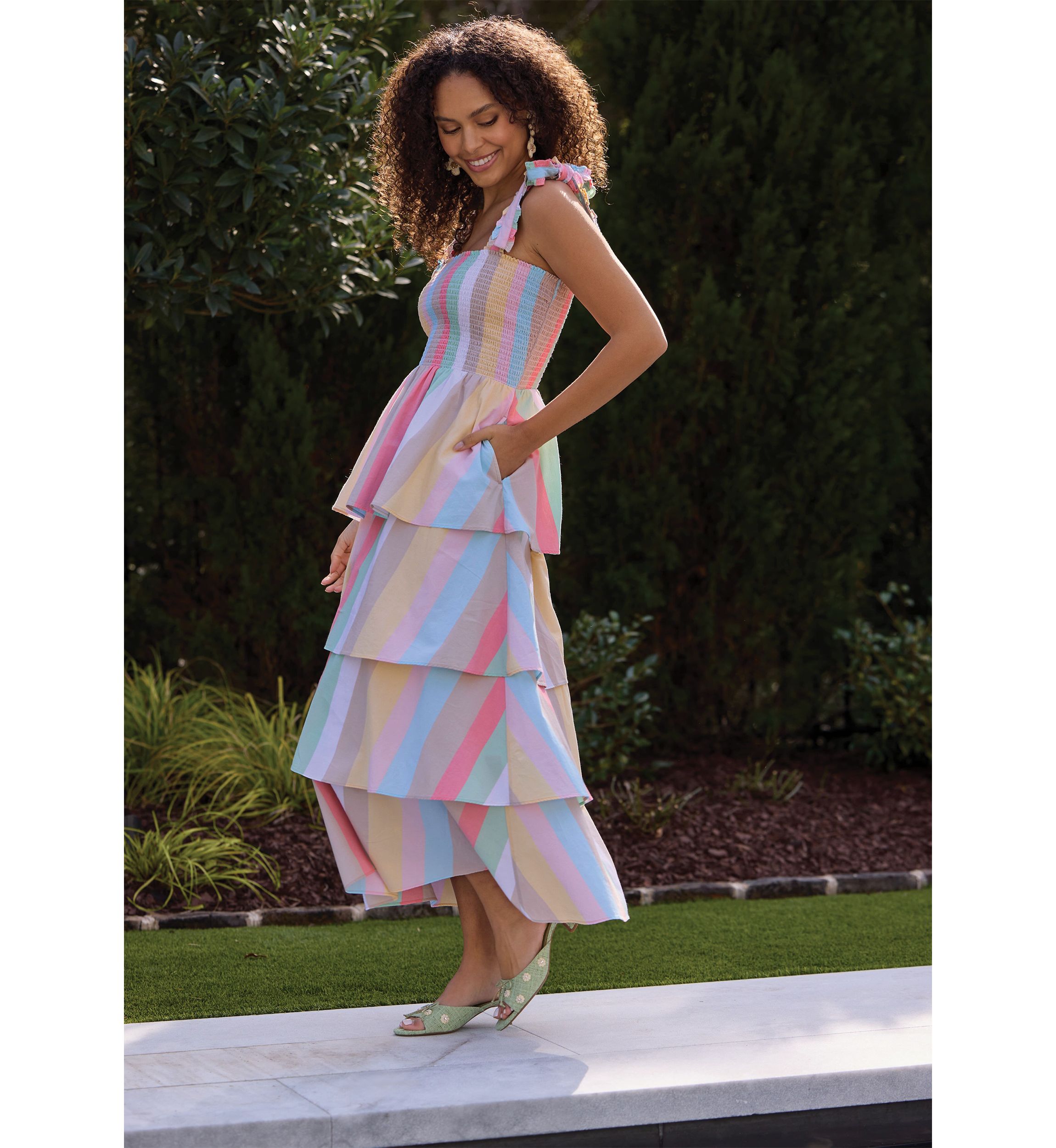 Sewing Down South x Crown & Ivy™ Rachel Tiered Maxi Dress with Ties