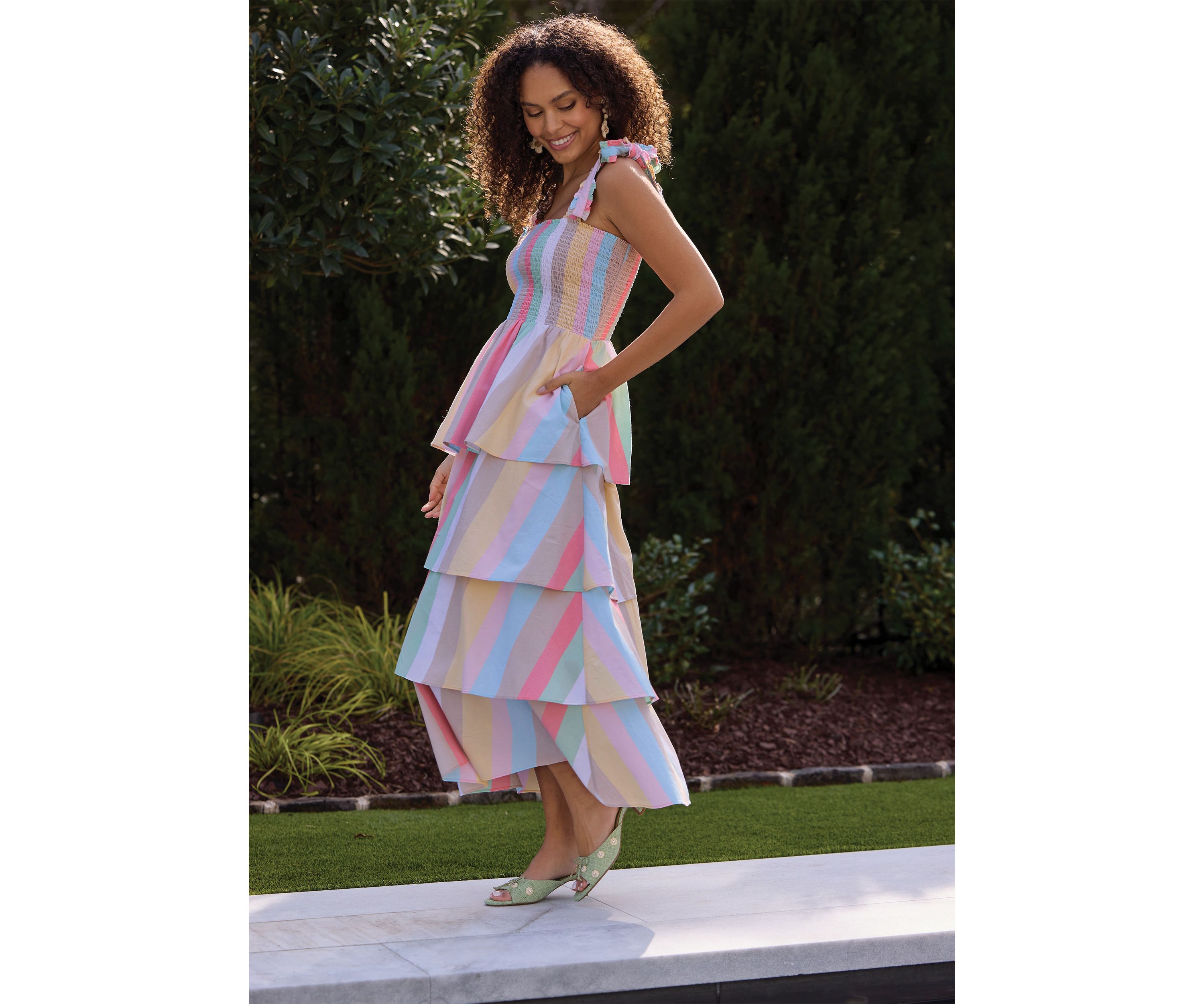 Sewing Down South x Crown & Ivy™ Rachel Tiered Maxi Dress with Ties