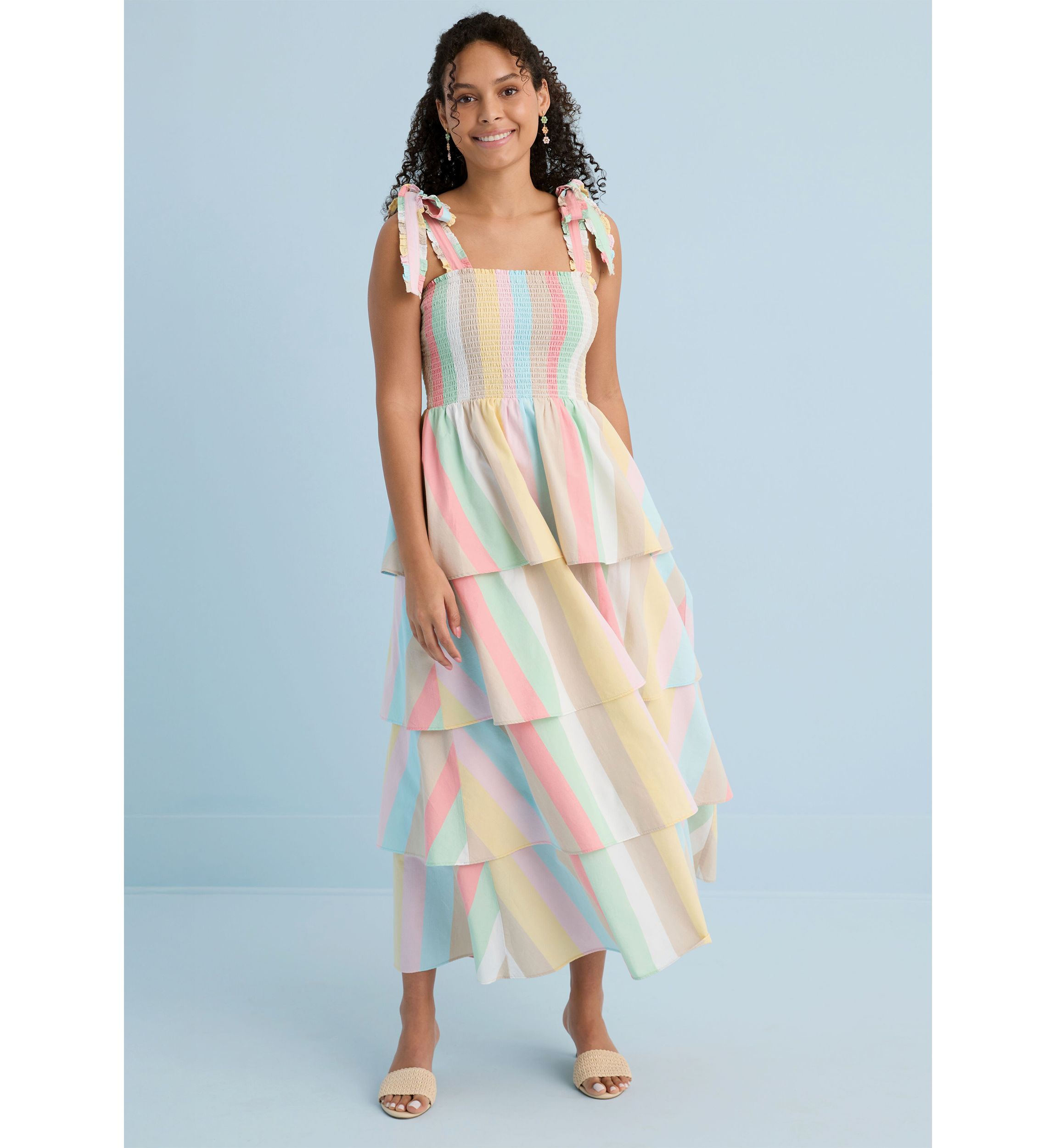 Sewing Down South x Crown & Ivy™ Rachel Tiered Maxi Dress with Ties