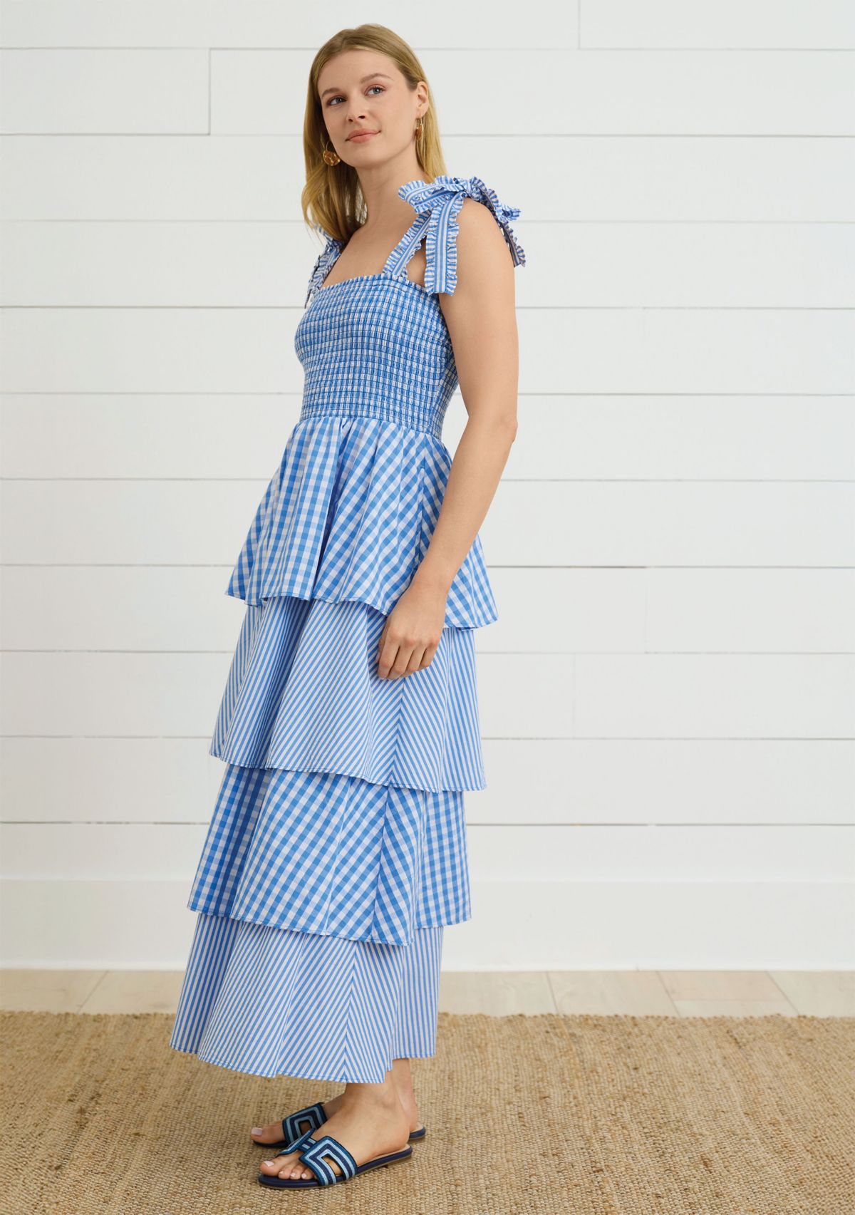 Sewing Down South x Crown & Ivy™ Rachel Tiered Maxi Dress with Ties