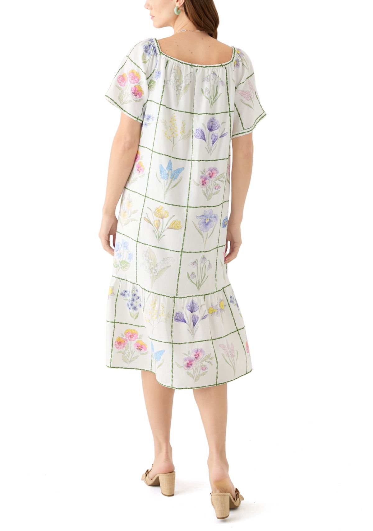 Womens Short Sleeve Embroidered House Dress