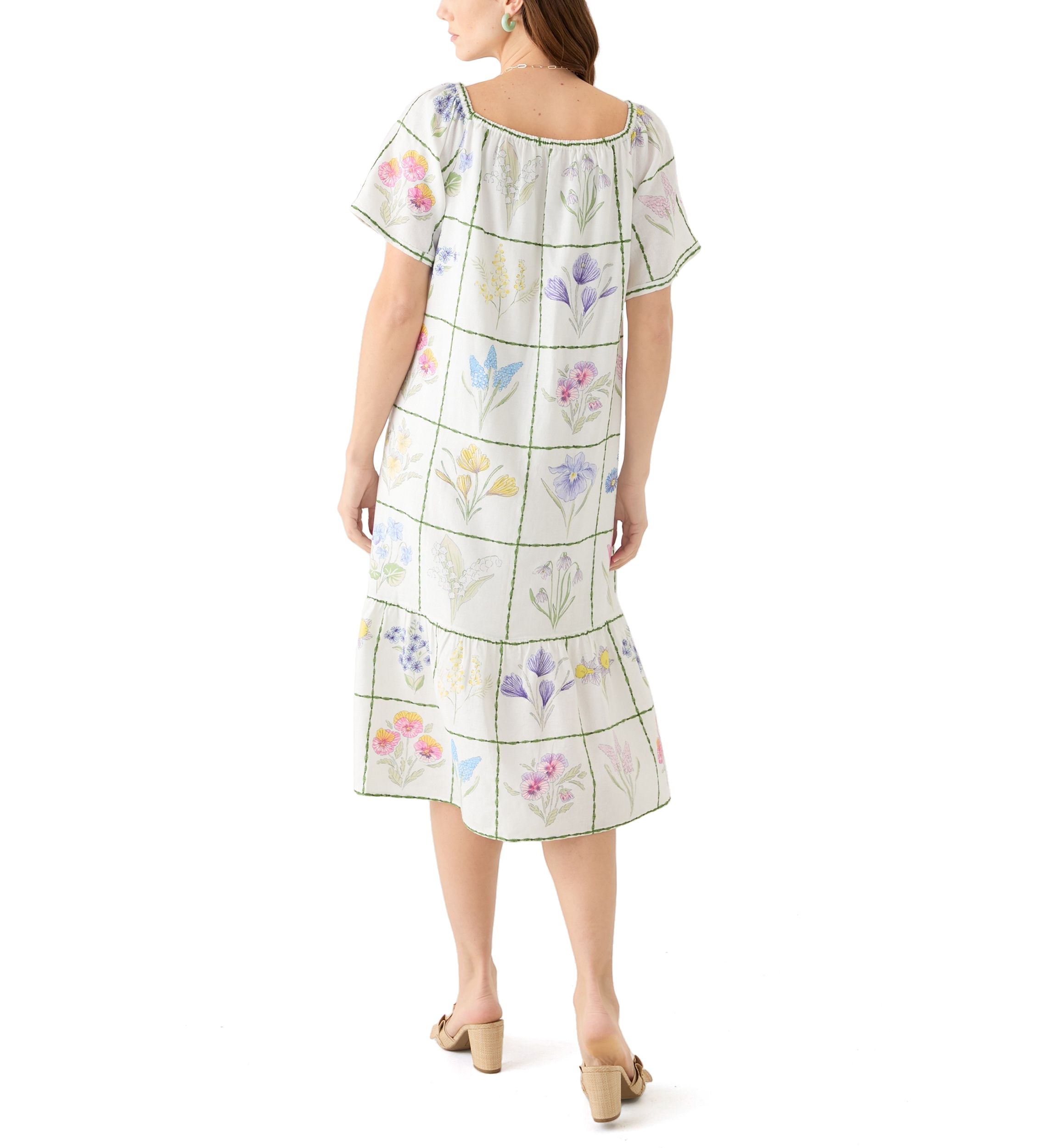 Womens Short Sleeve Embroidered House Dress