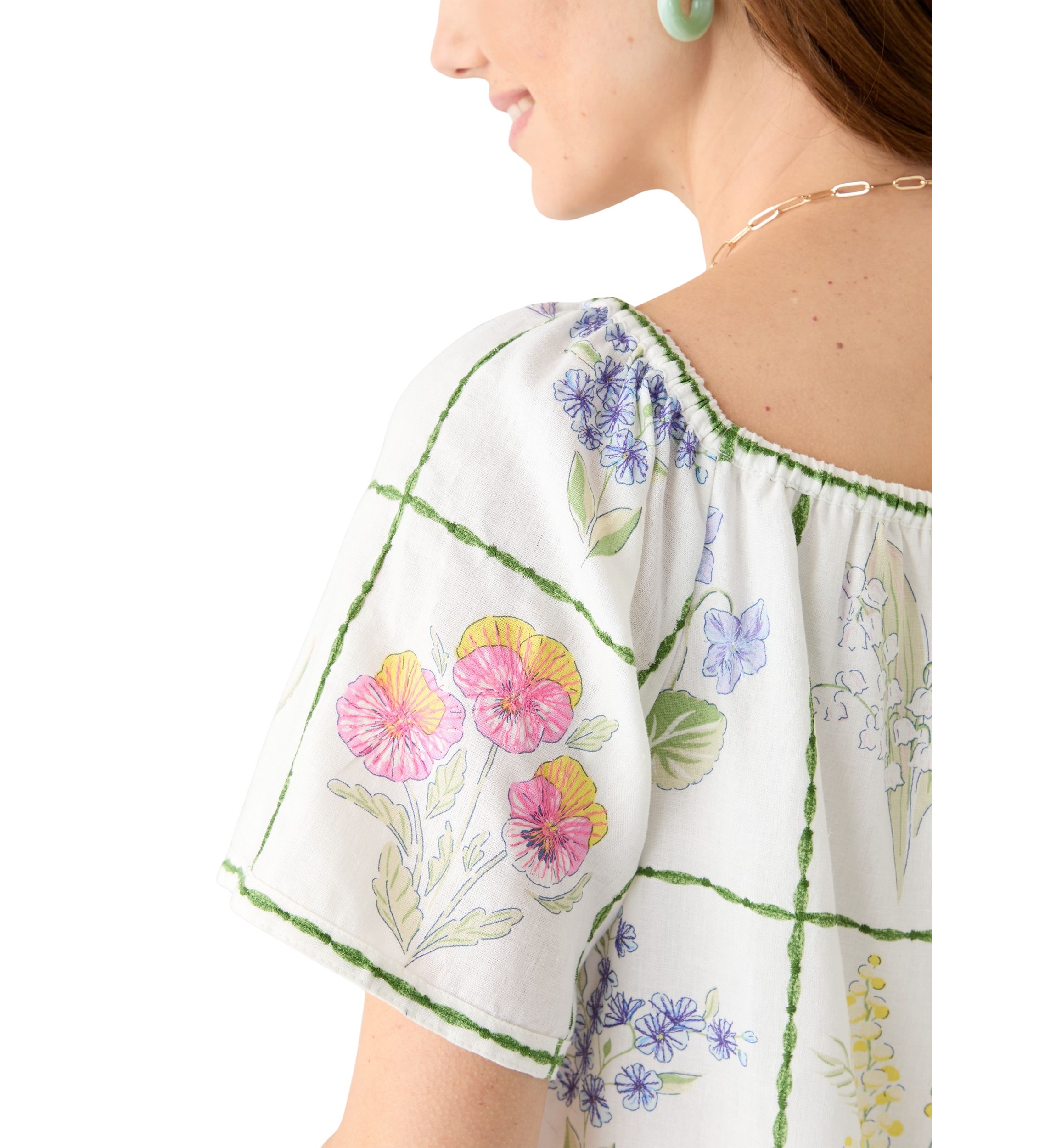 Womens Short Sleeve Embroidered House Dress