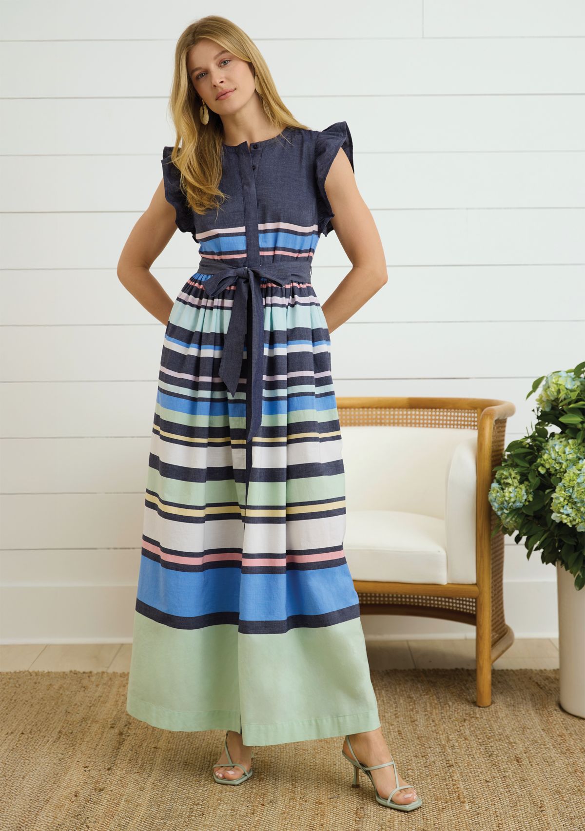 Sewing Down South x Crown & Ivy™ Wright Short Sleeve Maxi Dress with Sash