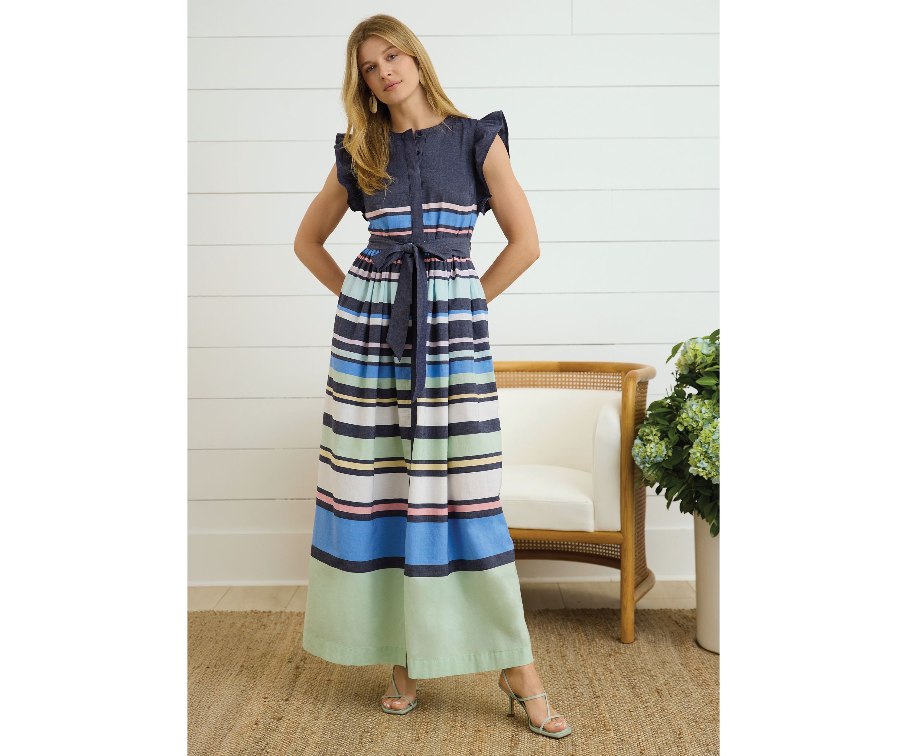 Sewing Down South x Crown & Ivy™ Wright Short Sleeve Maxi Dress with Sash