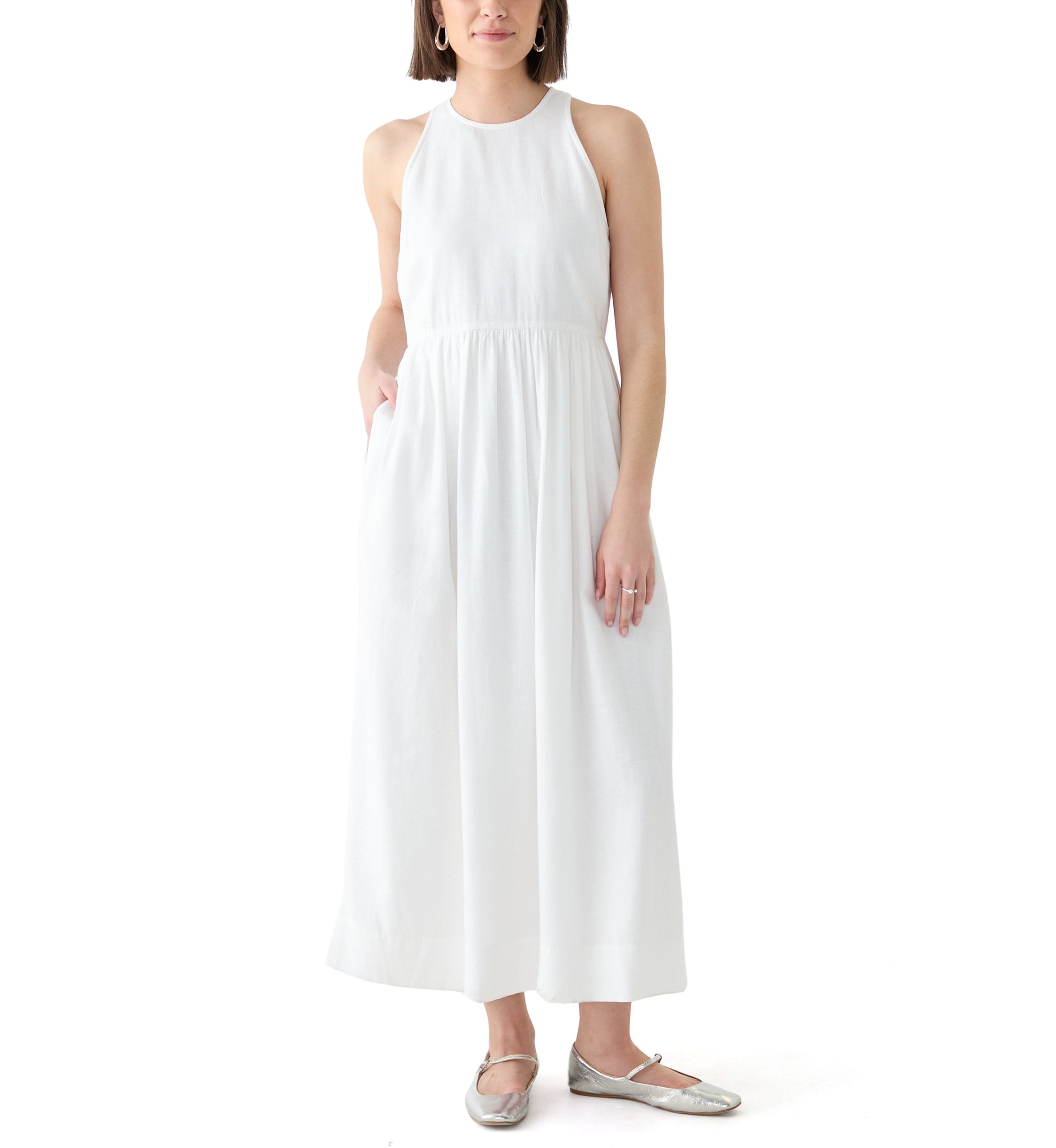 Womens Sleeveless Linen Blend Tank Dress
