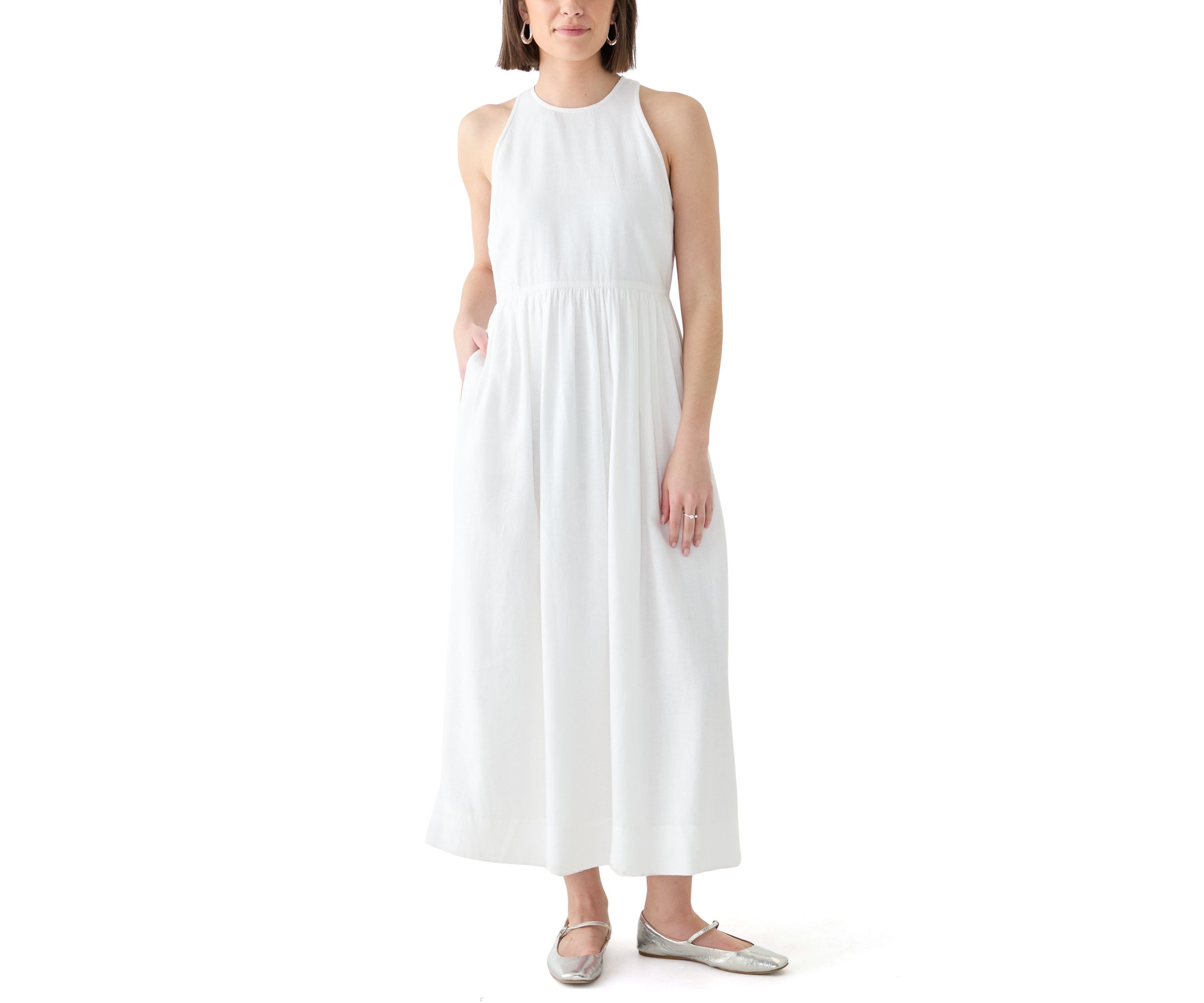 Womens Sleeveless Linen Blend Tank Dress