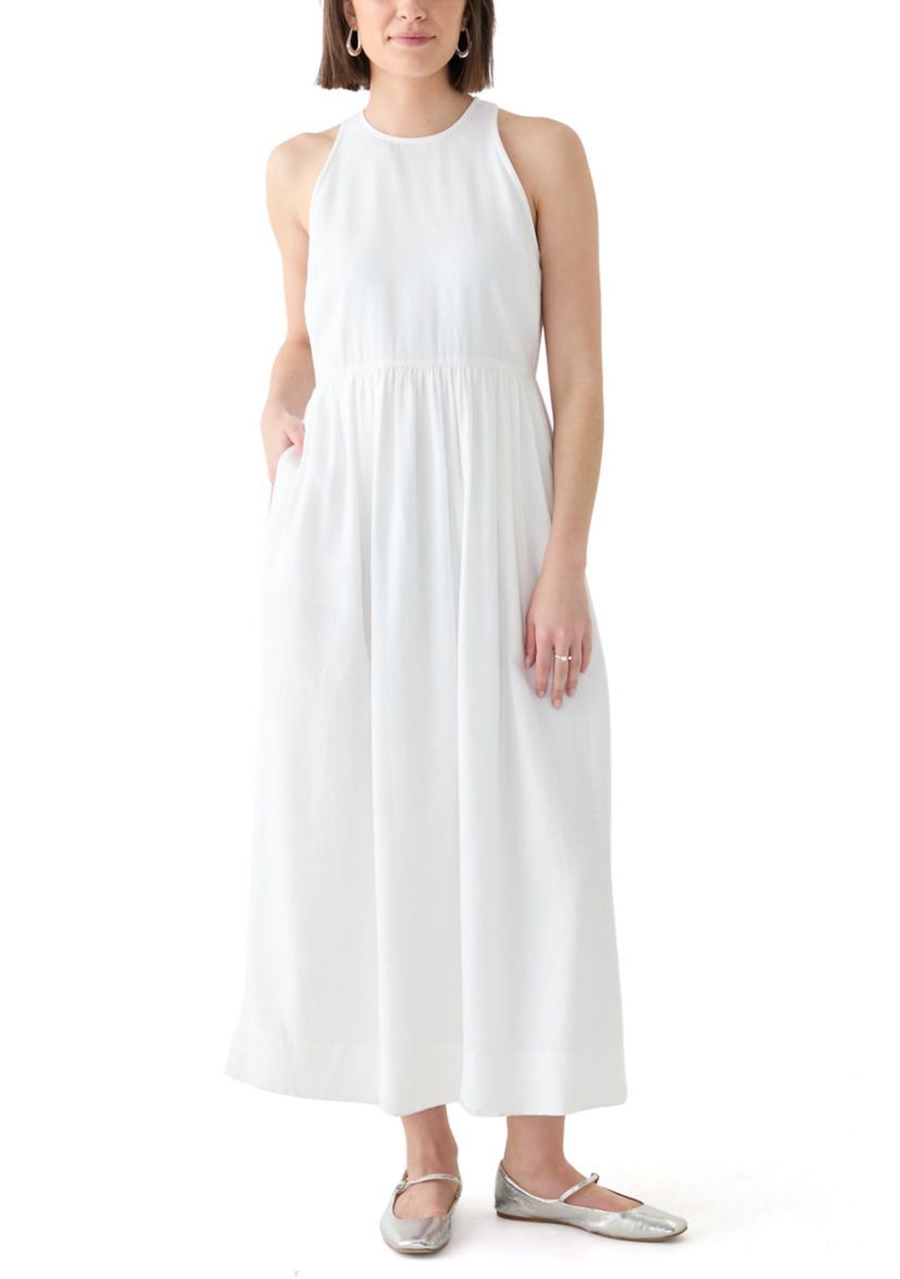 Womens Sleeveless Linen Blend Tank Dress