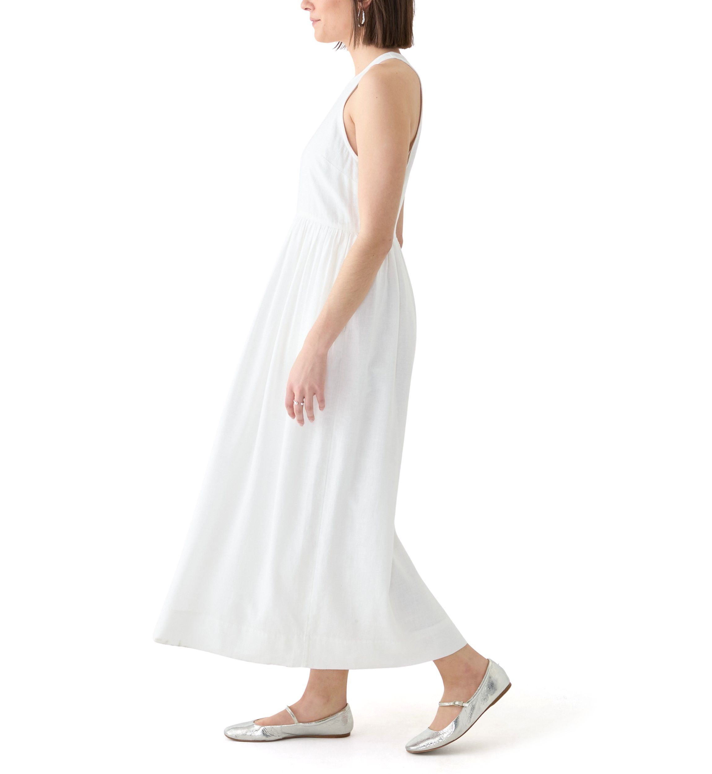 Womens Sleeveless Linen Blend Tank Dress