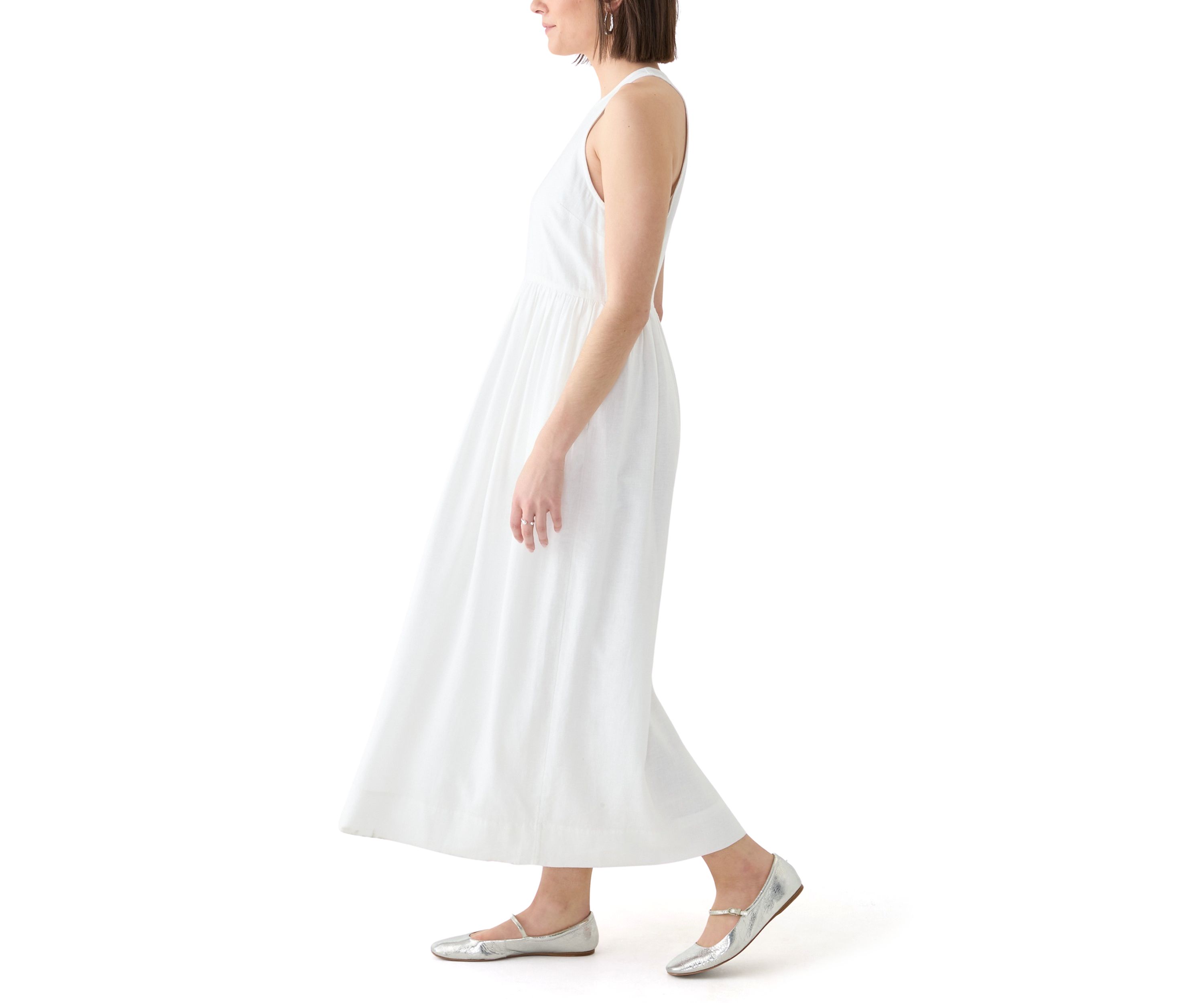 Womens Sleeveless Linen Blend Tank Dress