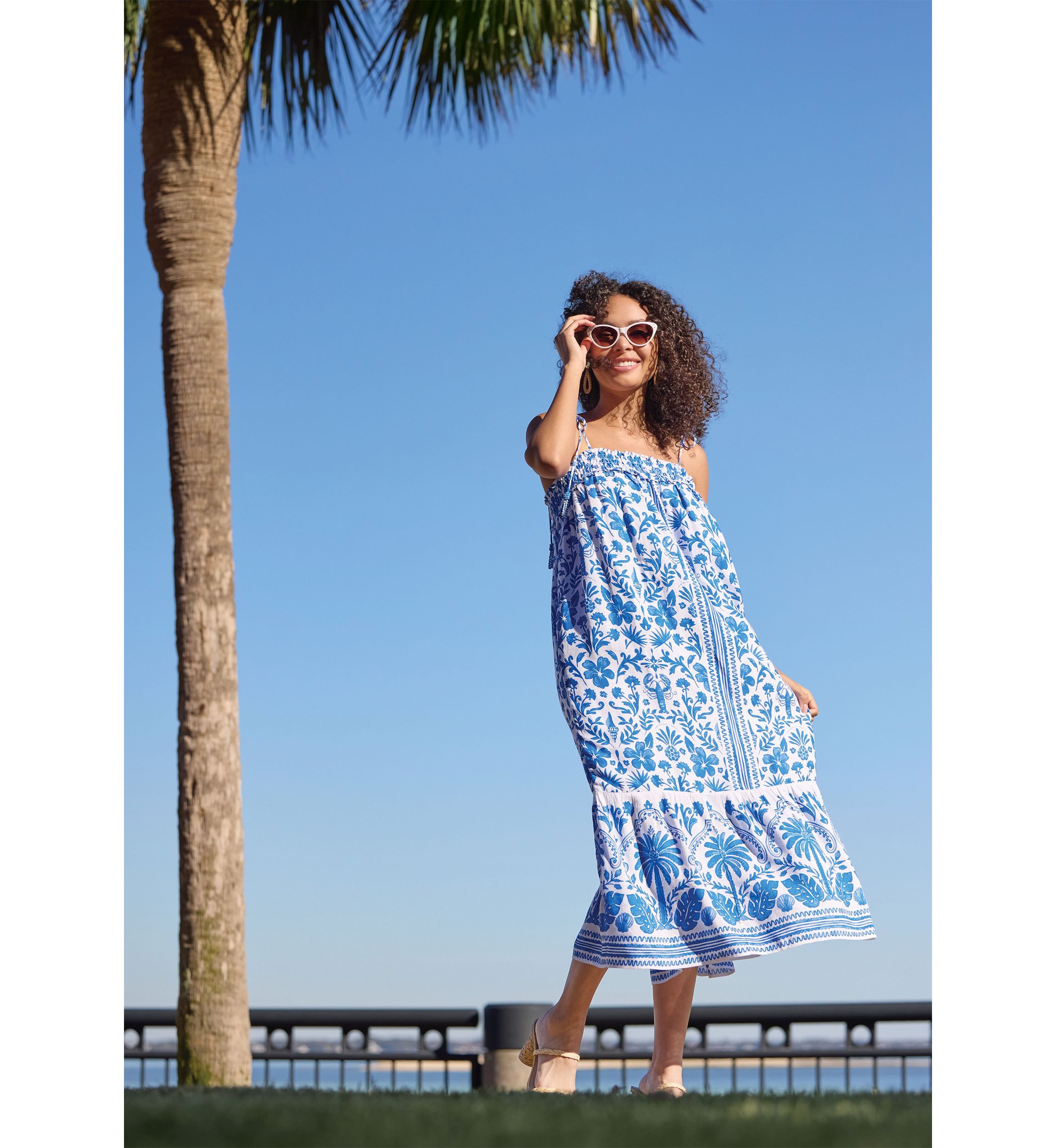 Sewing Down South x Crown & Ivy™ Taylor Printed Maxi Dress with Beaded Tassels
