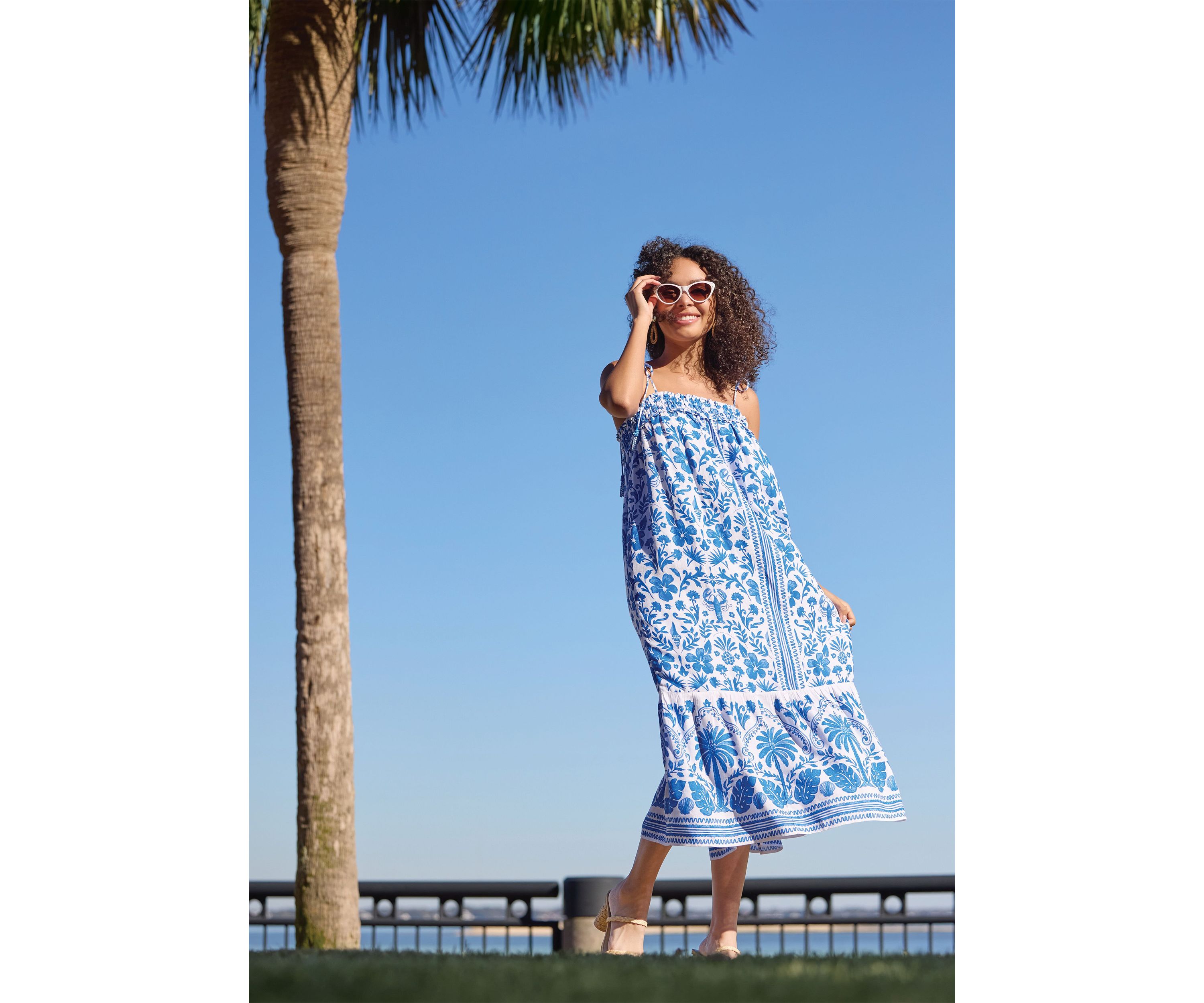 Sewing Down South x Crown & Ivy™ Taylor Printed Maxi Dress with Beaded Tassels