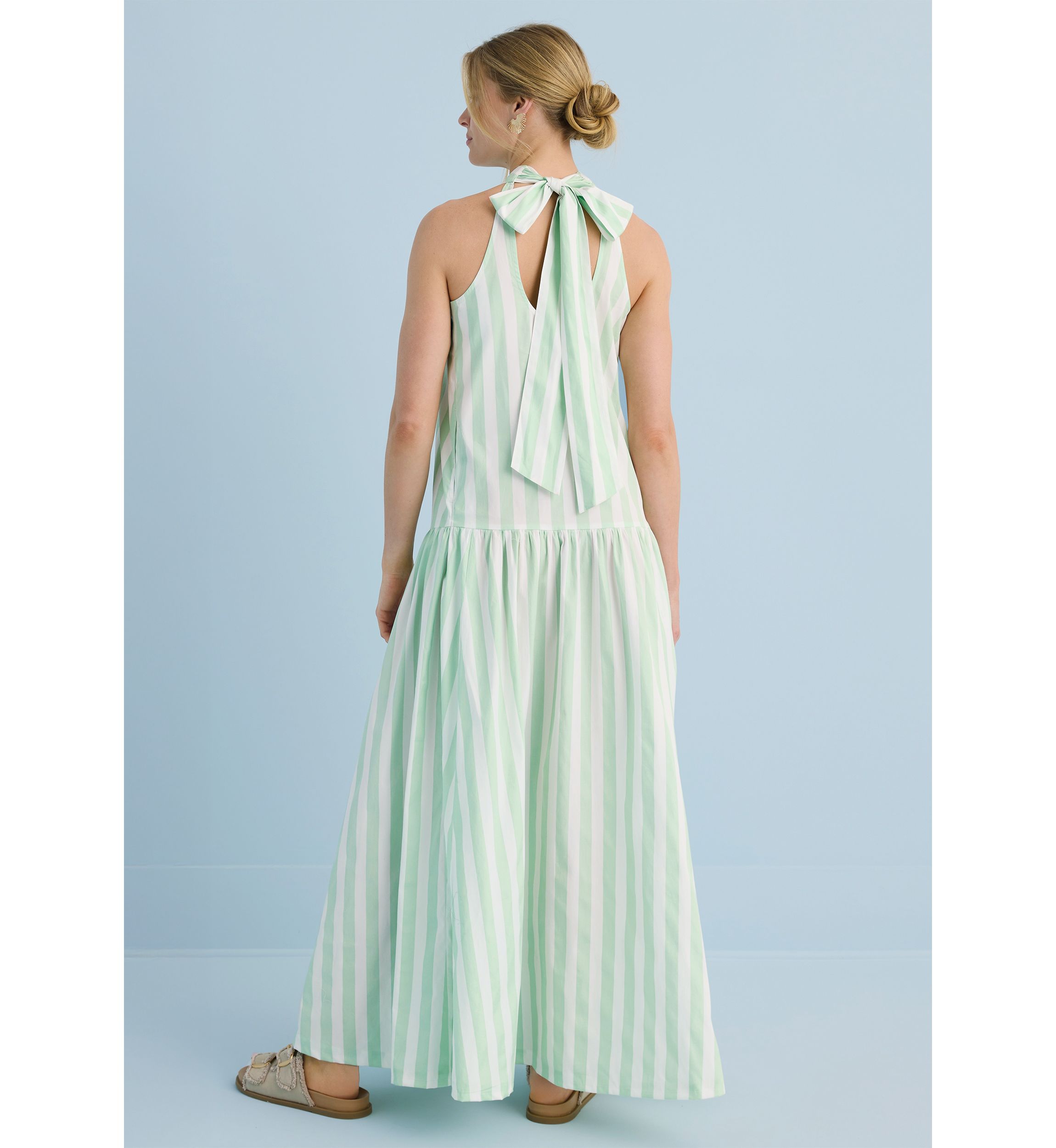 Sewing Down South x Crown & Ivy™ Amanda Striped Halter Neck Maxi Dress