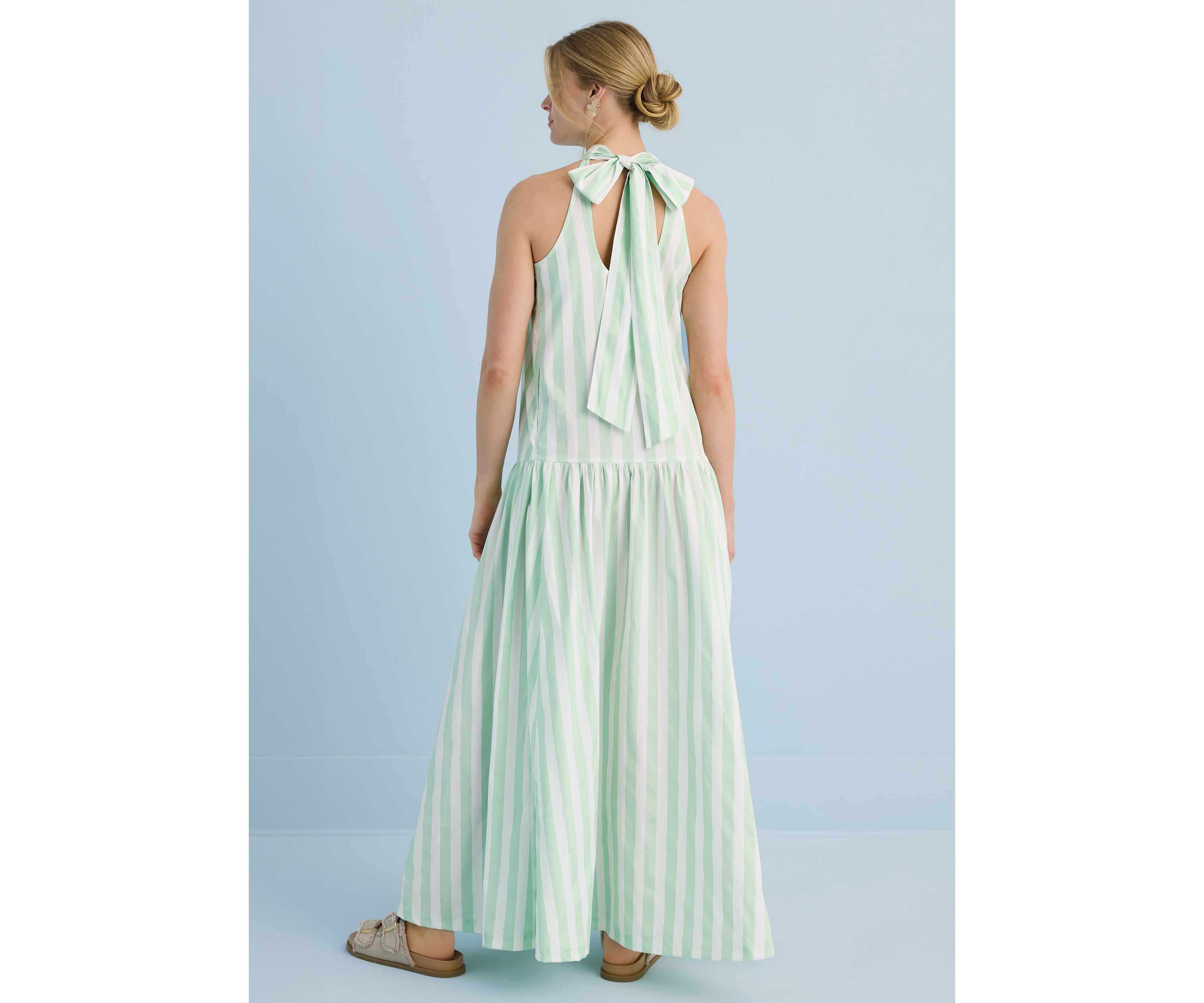 Sewing Down South x Crown & Ivy™ Amanda Striped Halter Neck Maxi Dress