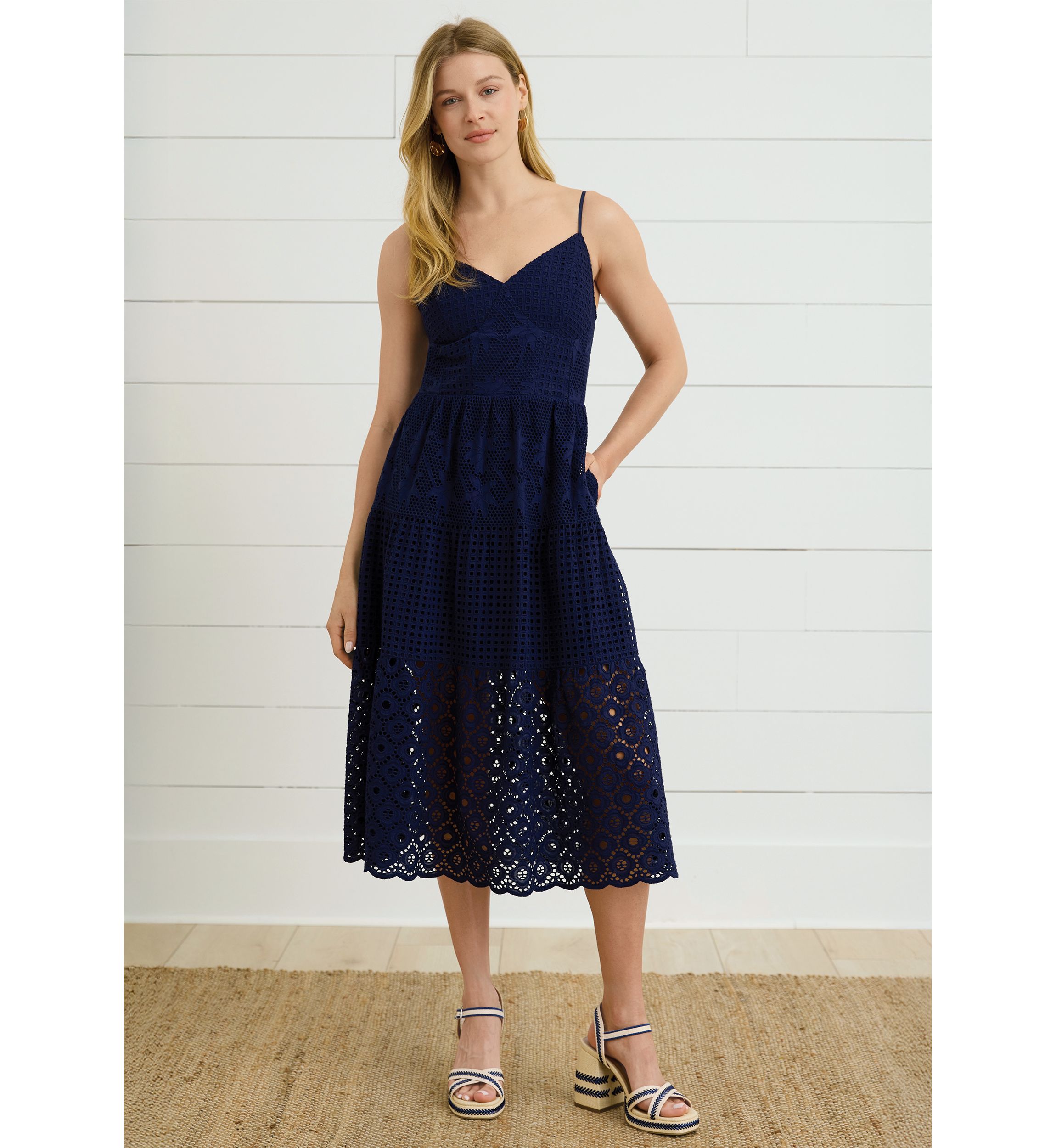 Sewing Down South x Crown & Ivy™ Megan Sleeveless Eyelet Midi Dress