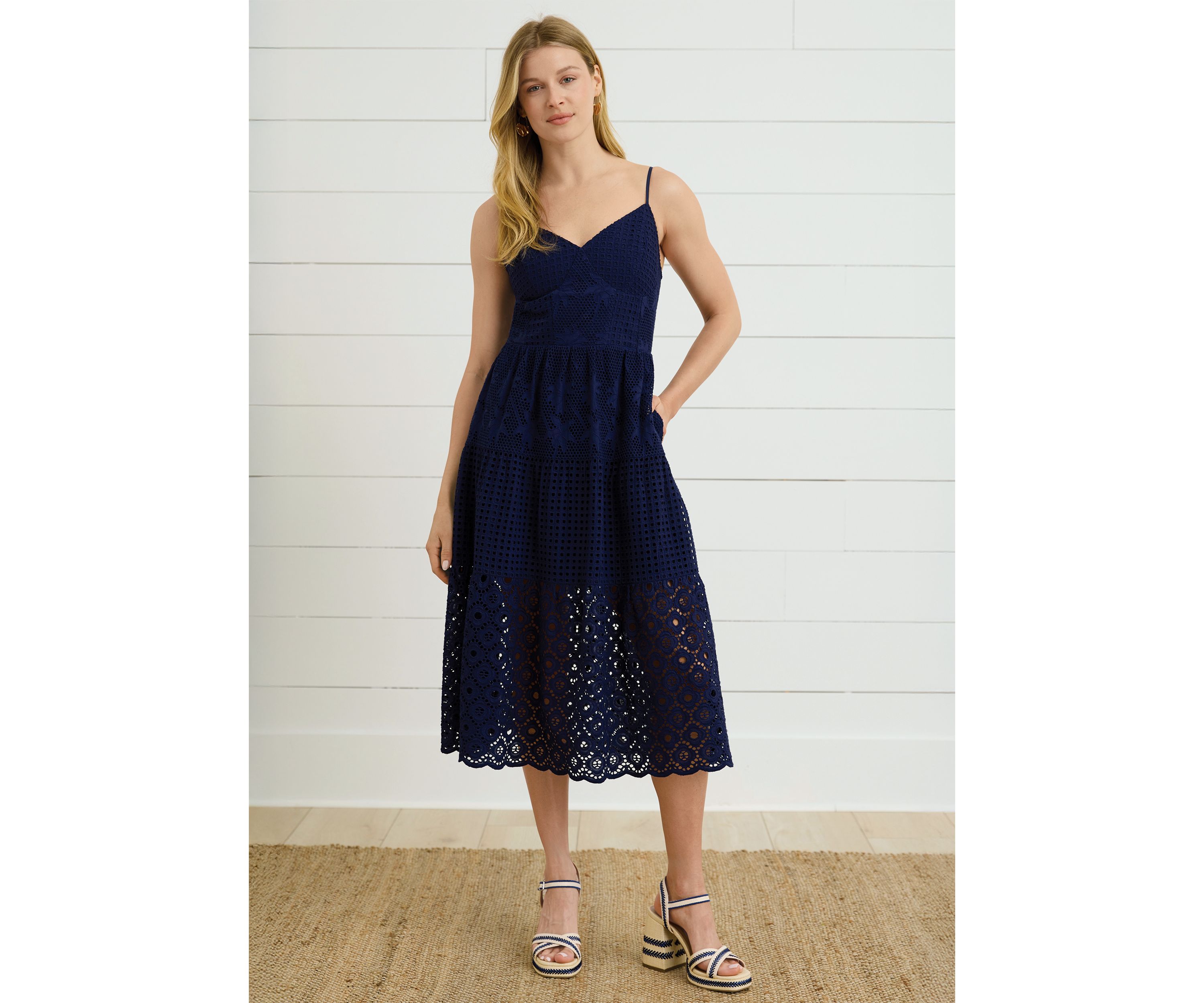 Sewing Down South x Crown & Ivy™ Megan Sleeveless Eyelet Midi Dress