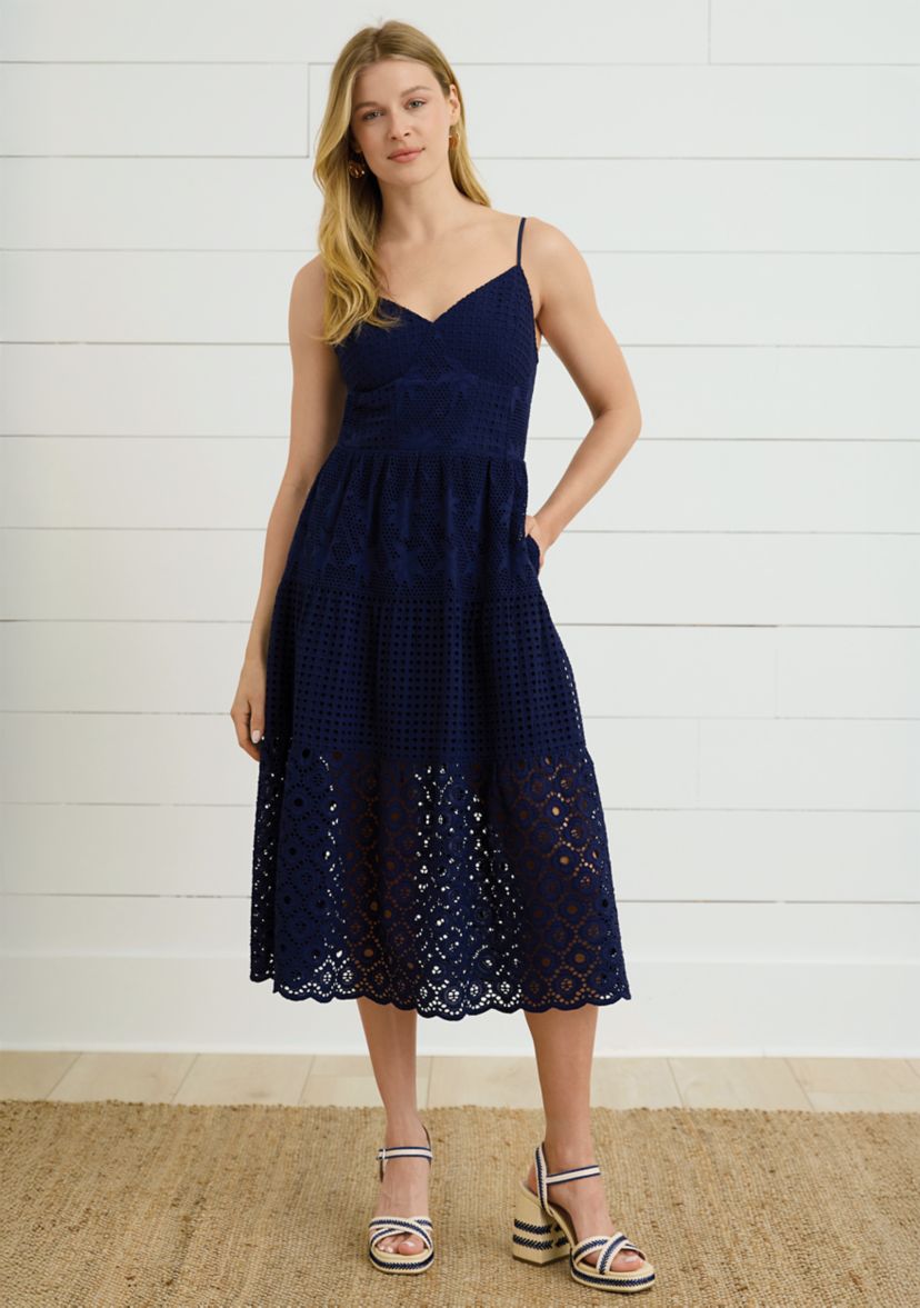 Sewing Down South x Crown & Ivy™ Megan Sleeveless Eyelet Midi Dress