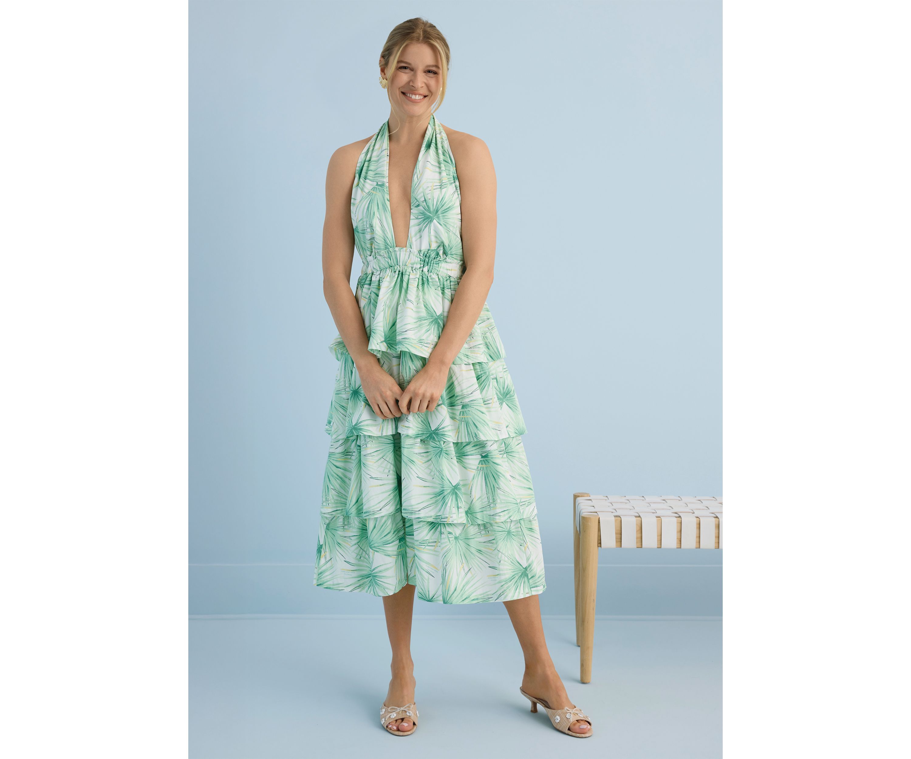 Sewing Down South x Crown & Ivy™ Haley Twist Neck Tiered Midi Dress