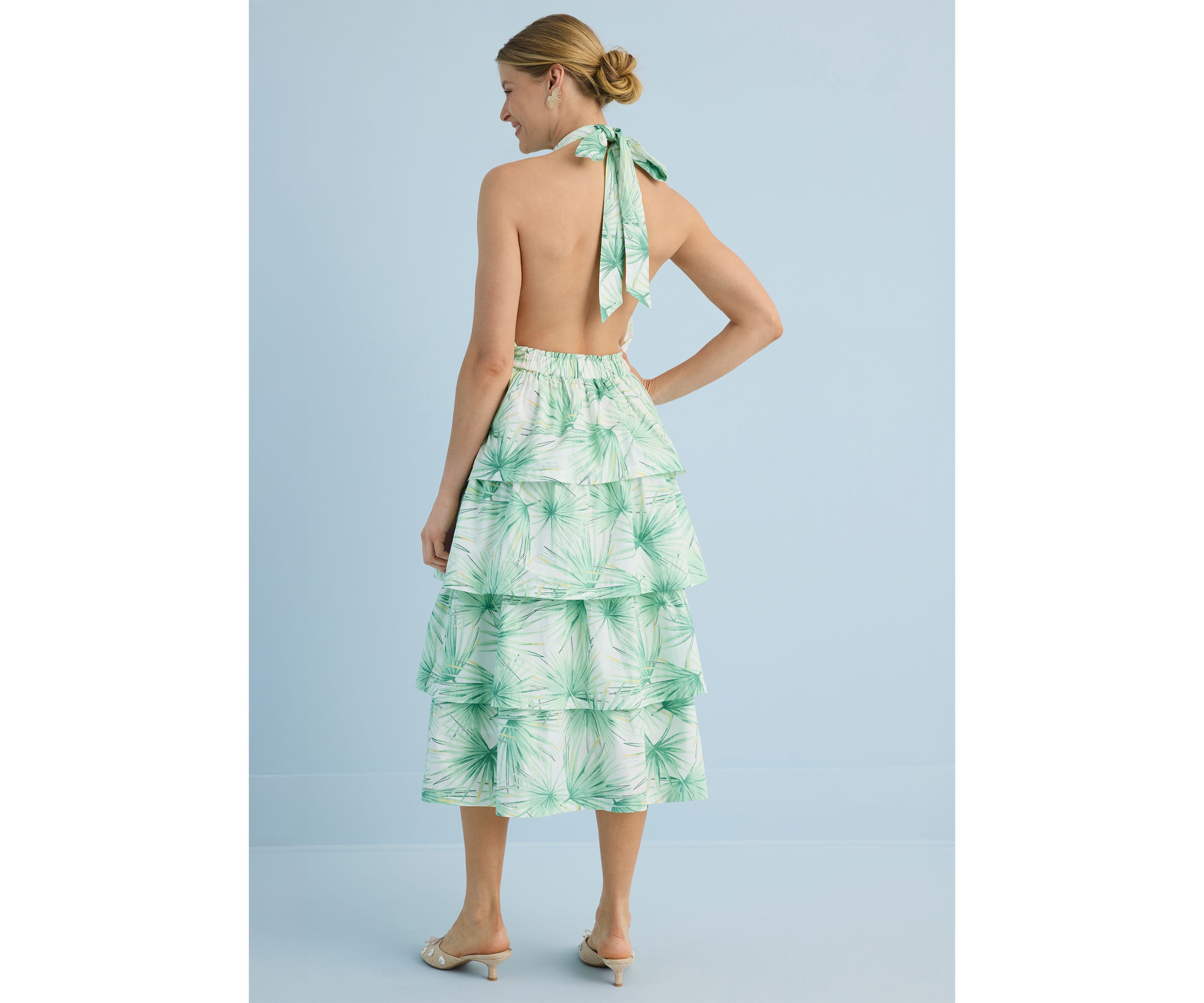 Sewing Down South x Crown & Ivy™ Haley Twist Neck Tiered Midi Dress
