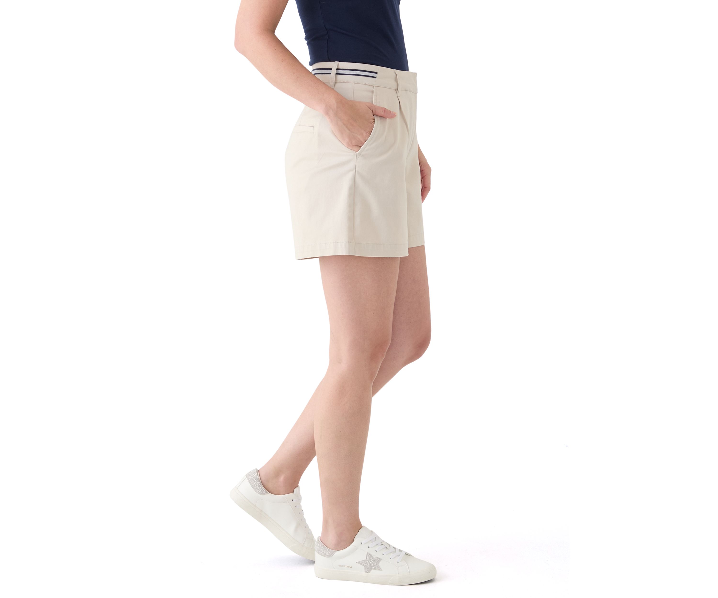 Womens High Rise Pleated Shorts