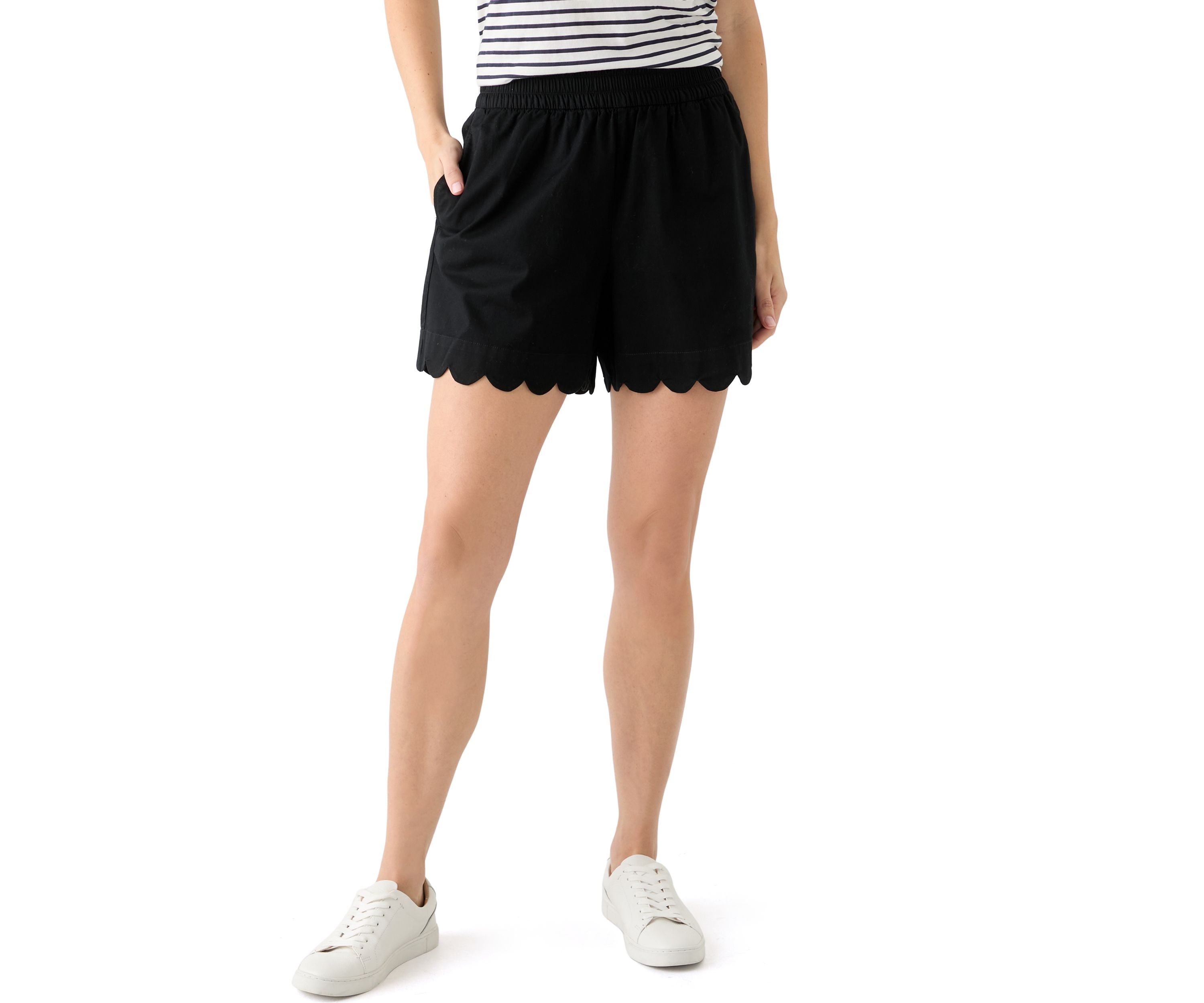 Womens High Rise Scallop Chino Shorts