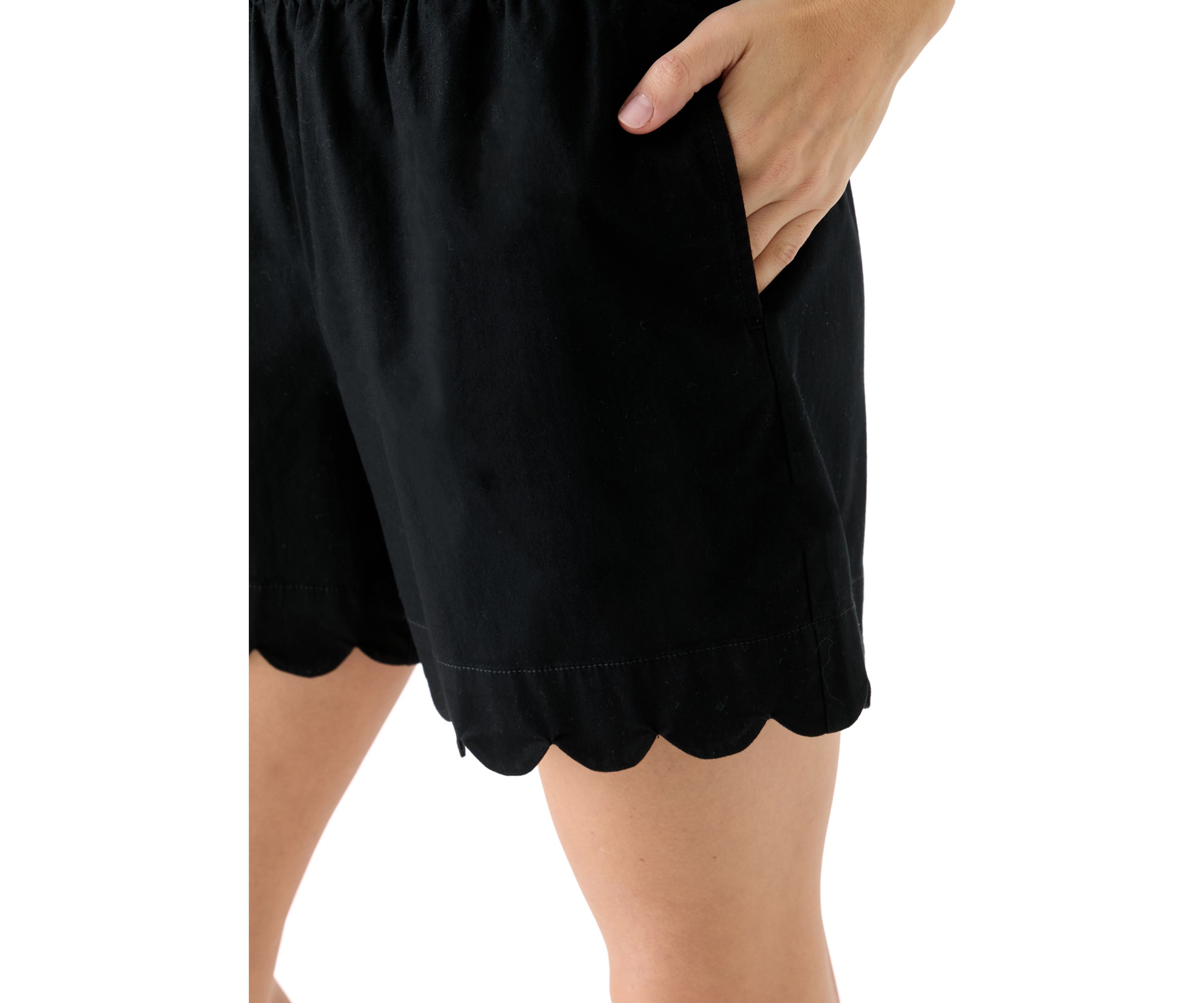 Womens High Rise Scallop Chino Shorts