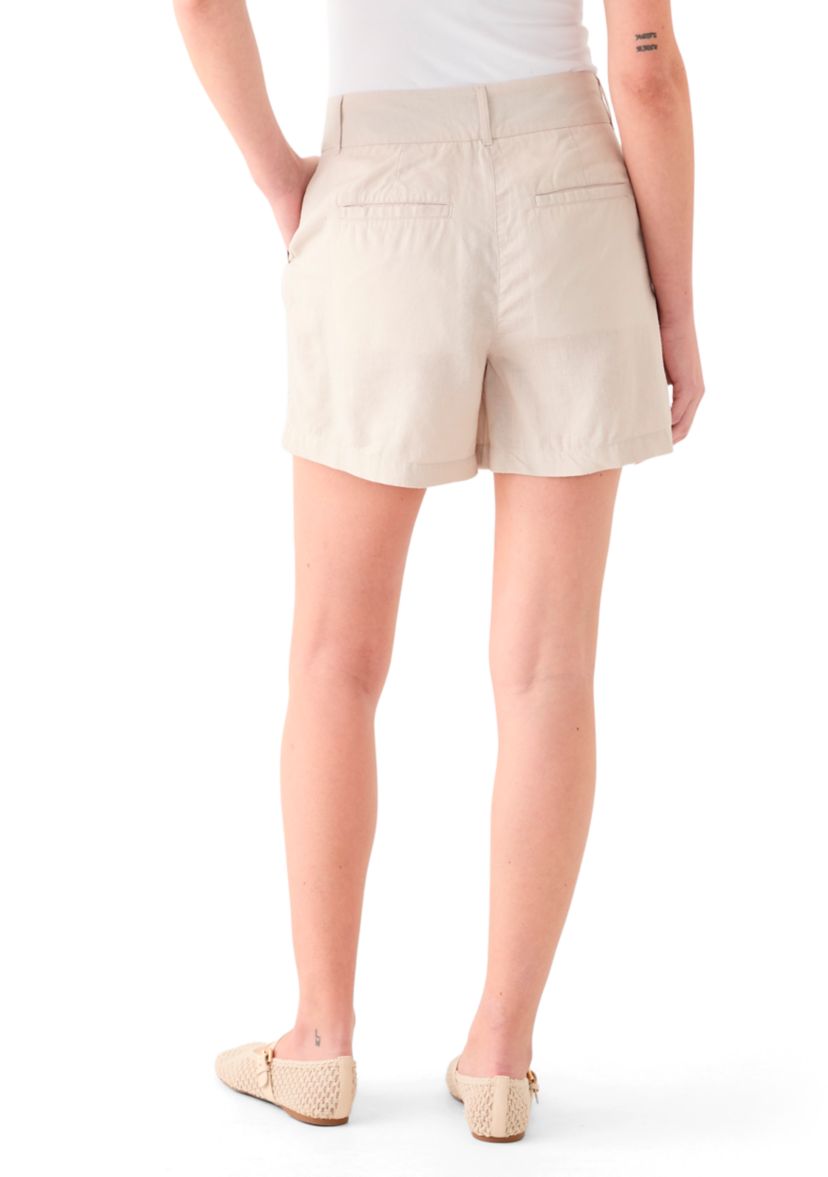 Womens High Waisted Linen Blend Shorts 