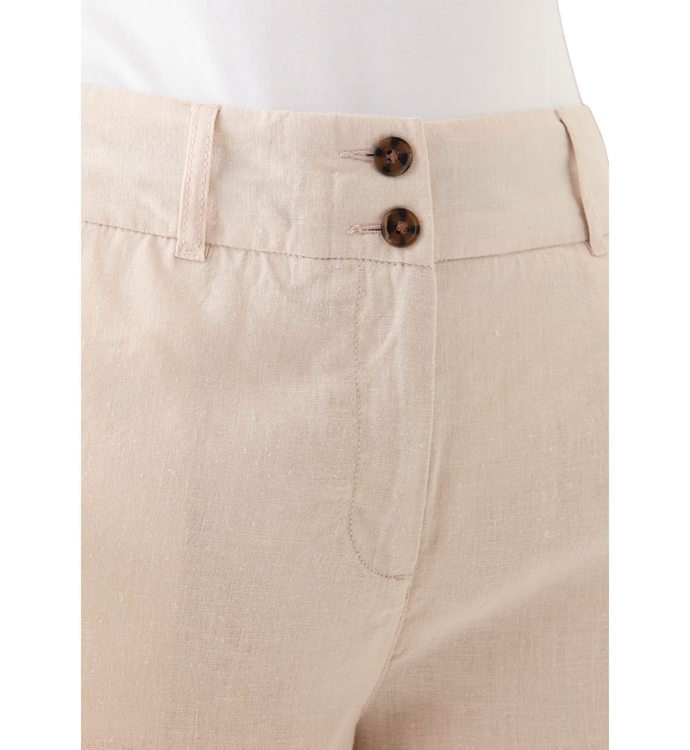 Womens High Waisted Linen Blend Shorts 