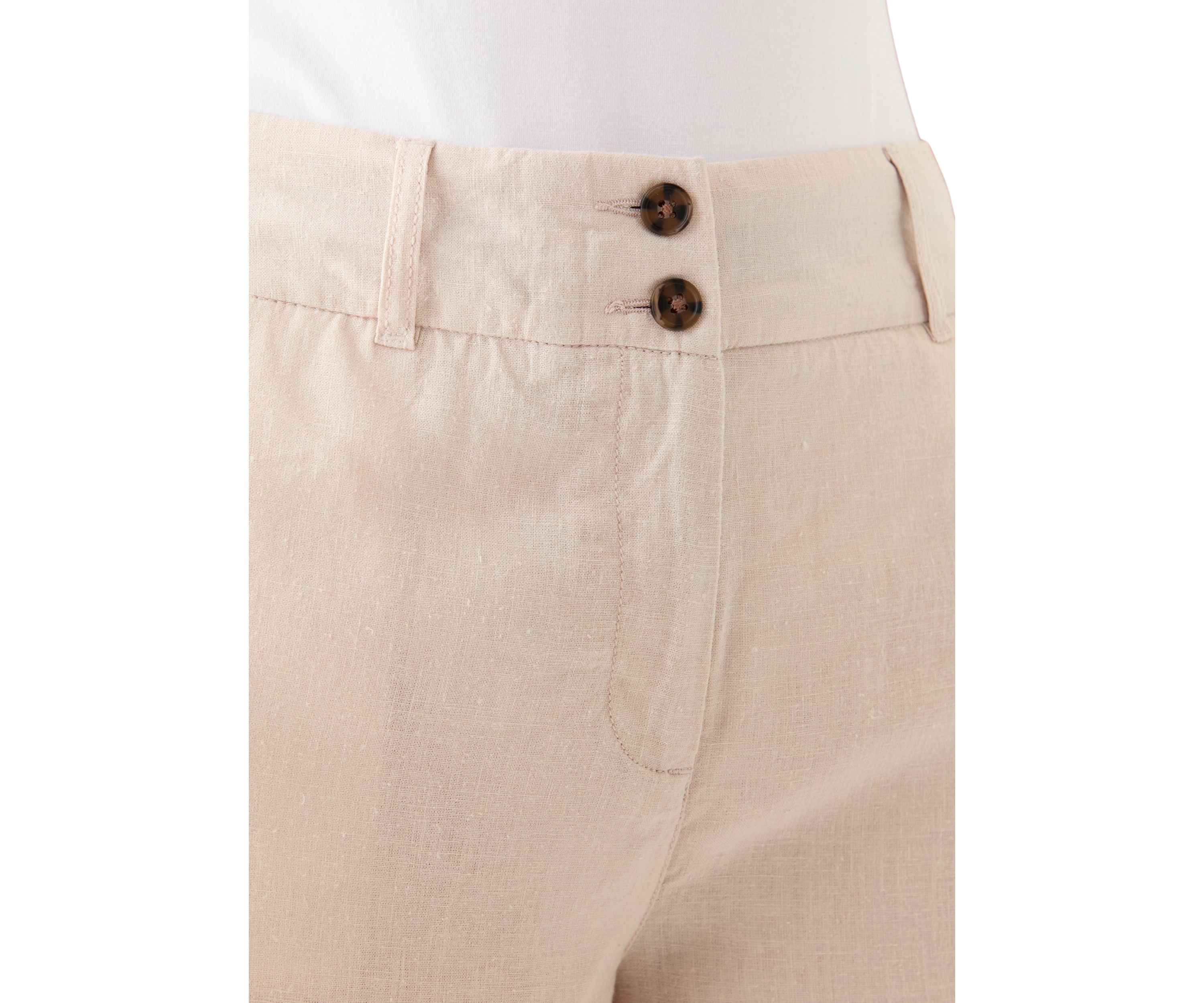 Womens High Waisted Linen Blend Shorts 