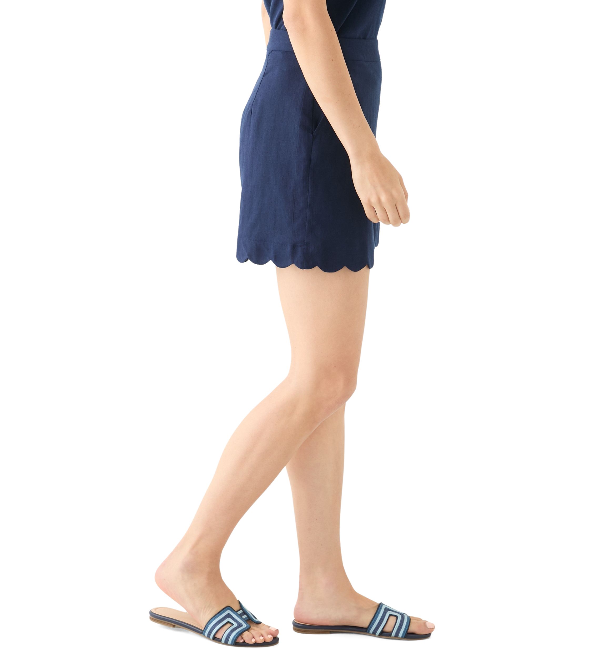 Womens 5" Linen Scallop Shorts