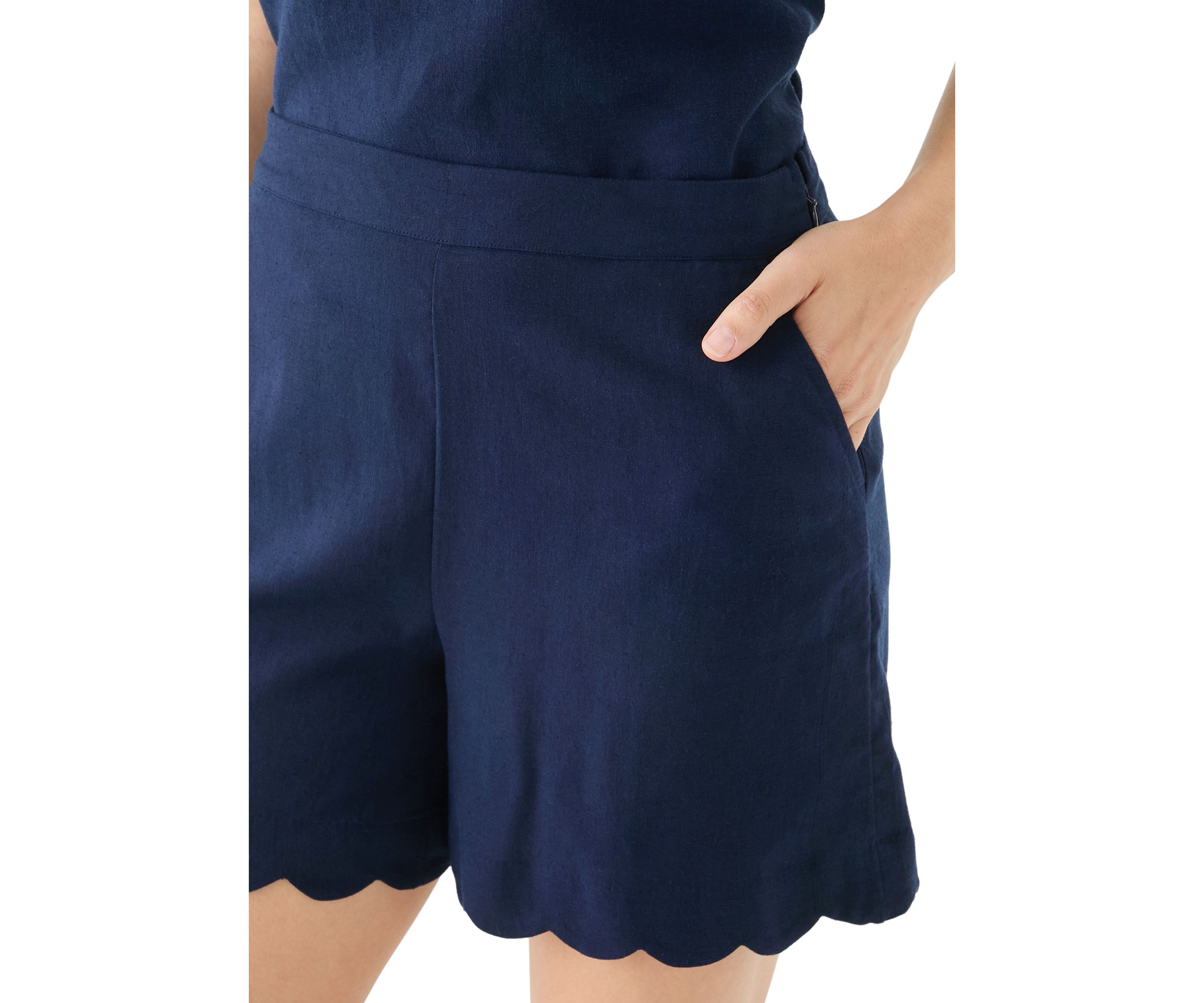 Womens 5" Linen Scallop Shorts
